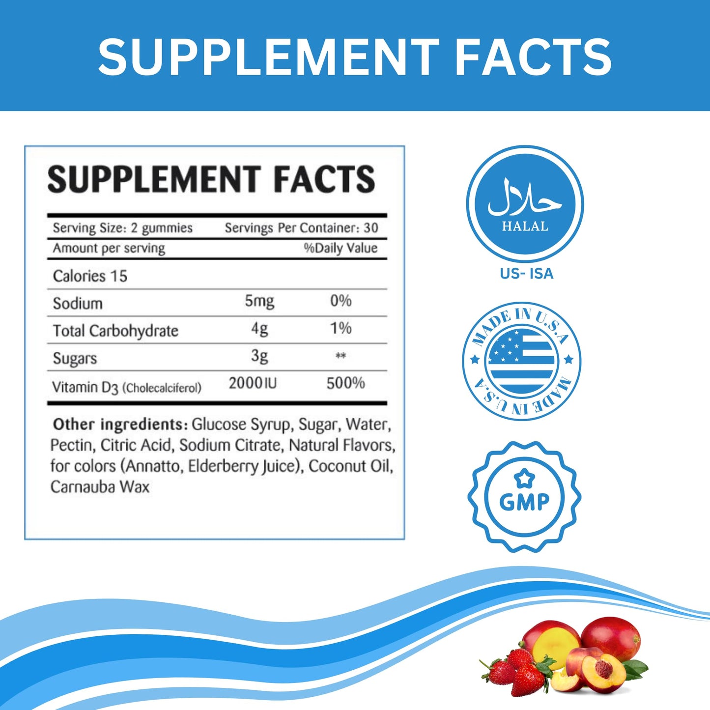 GREEN FIELD NUTRITIONS Vitamin D3 Gummies, 90 Gummies
