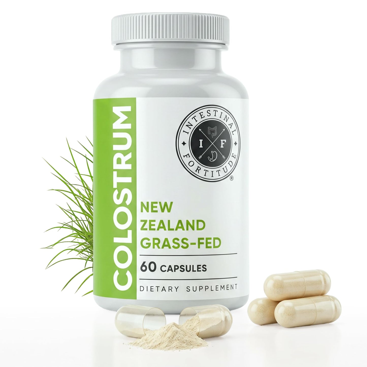 Intestinal Fortitude Colostrum Capsules, 60 Count, 500 mg, 100% Grass-Fed New Zealand Cows