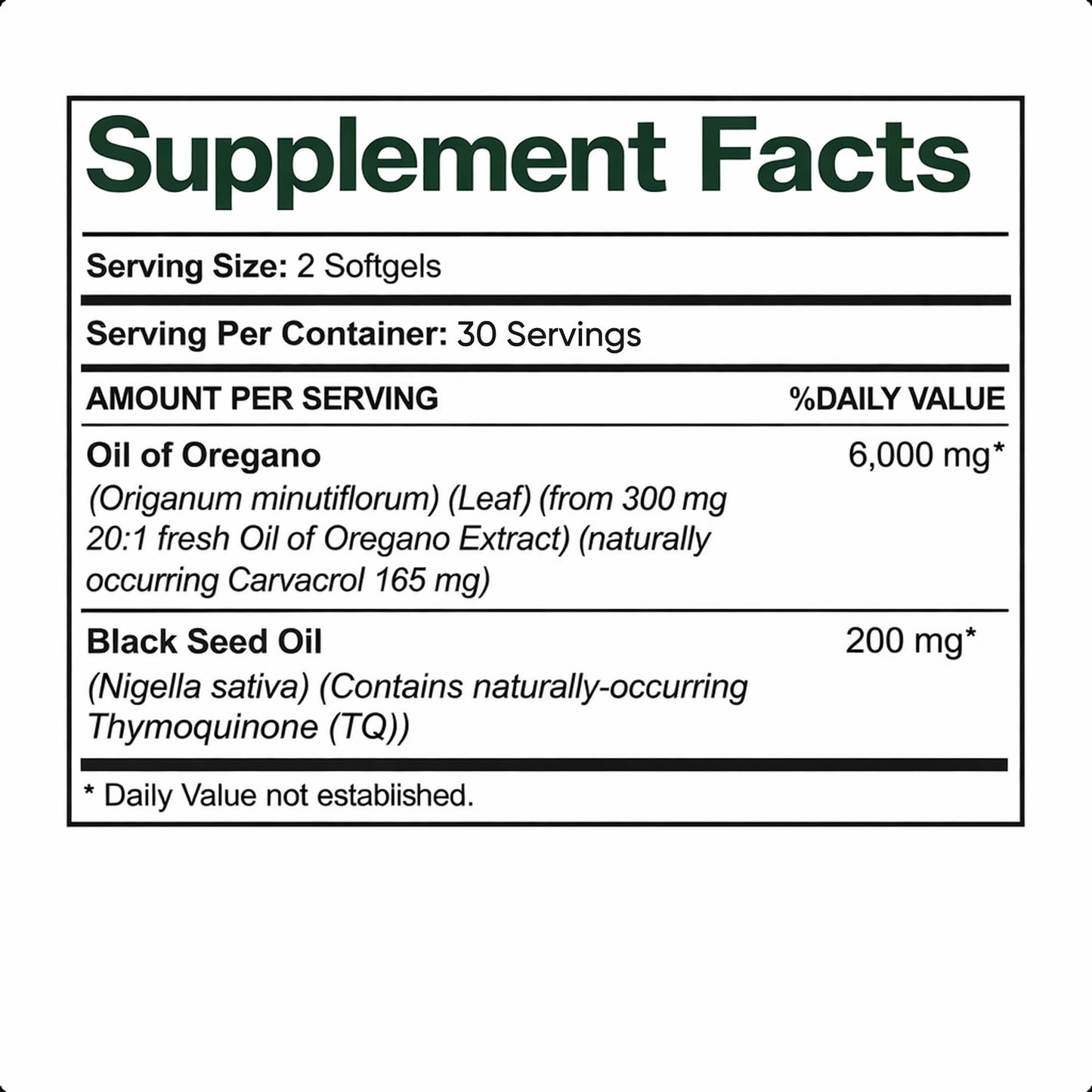 HERBIES OREGANO Organics Oregano and Black Seed Oil Capsules Softgels 300