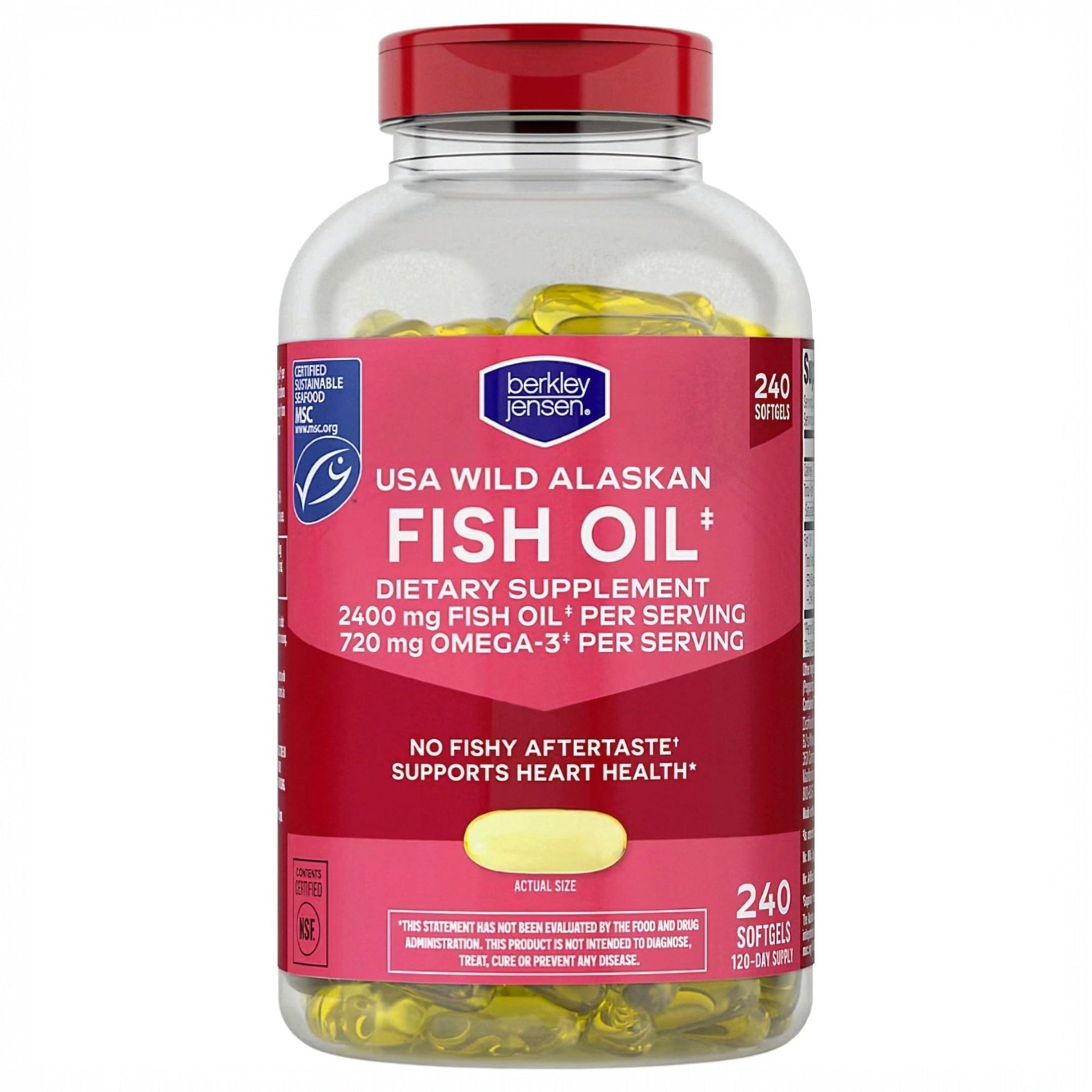 Berkley Jensen USA Wild Alaskan Omega-3 Fish Oil Softgels, 240 Softgels