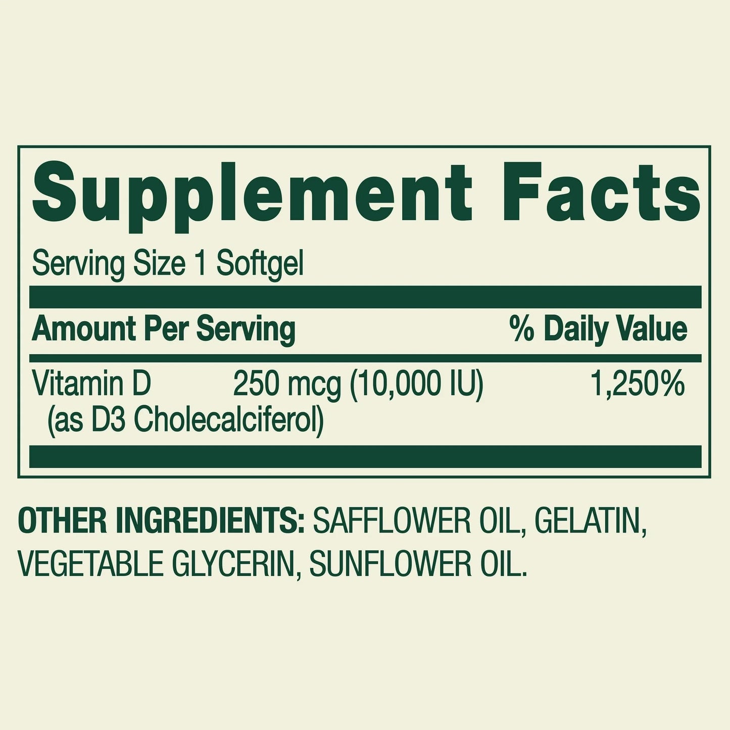 SUREFECT Vitamin D3 250mcg (10,000 IU) Softgel, 200 Softgels