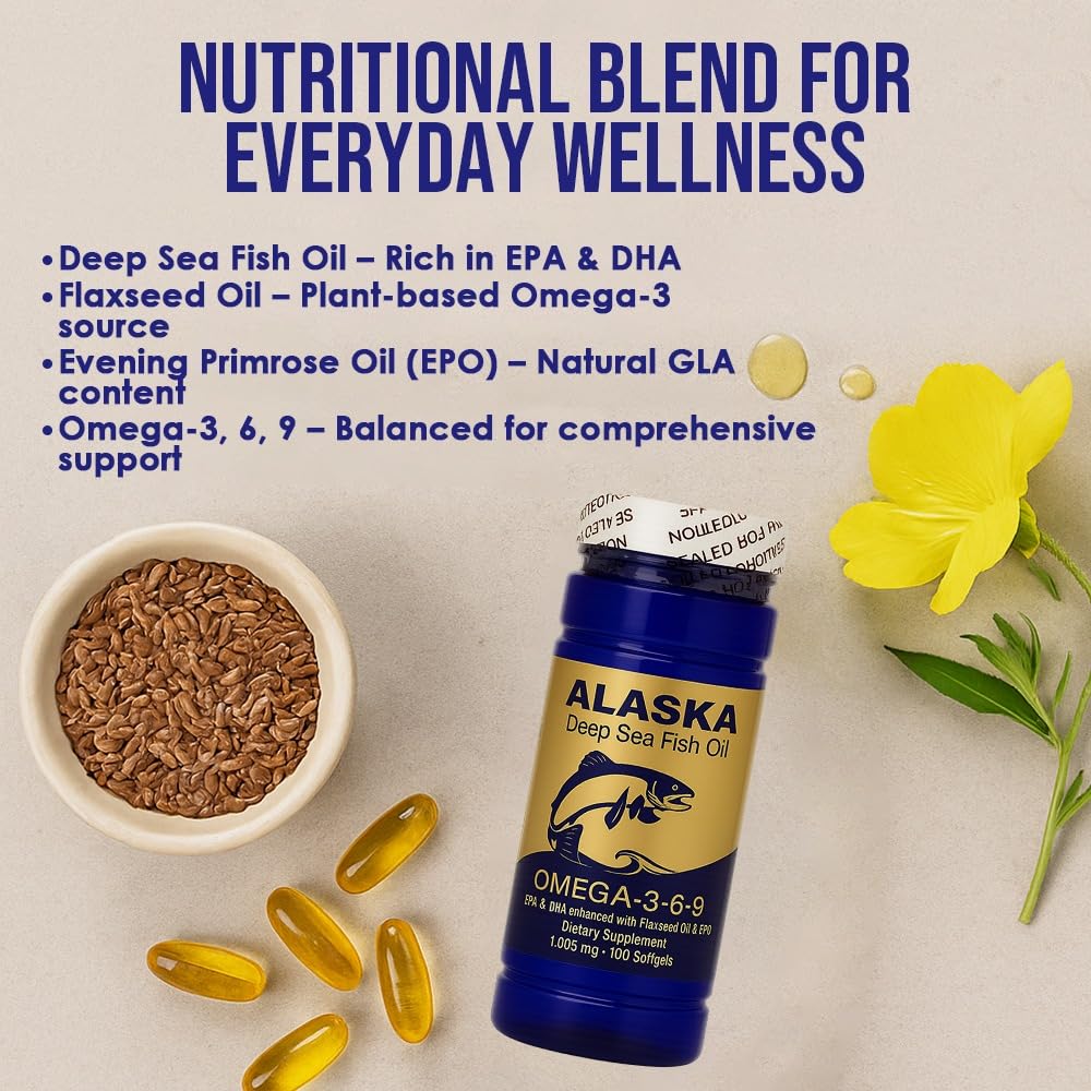 NCB NCB TECHNOLOGY Alaska Deep Sea Fish Oil Omega 3-6-9 Softgels, 100 Softgels