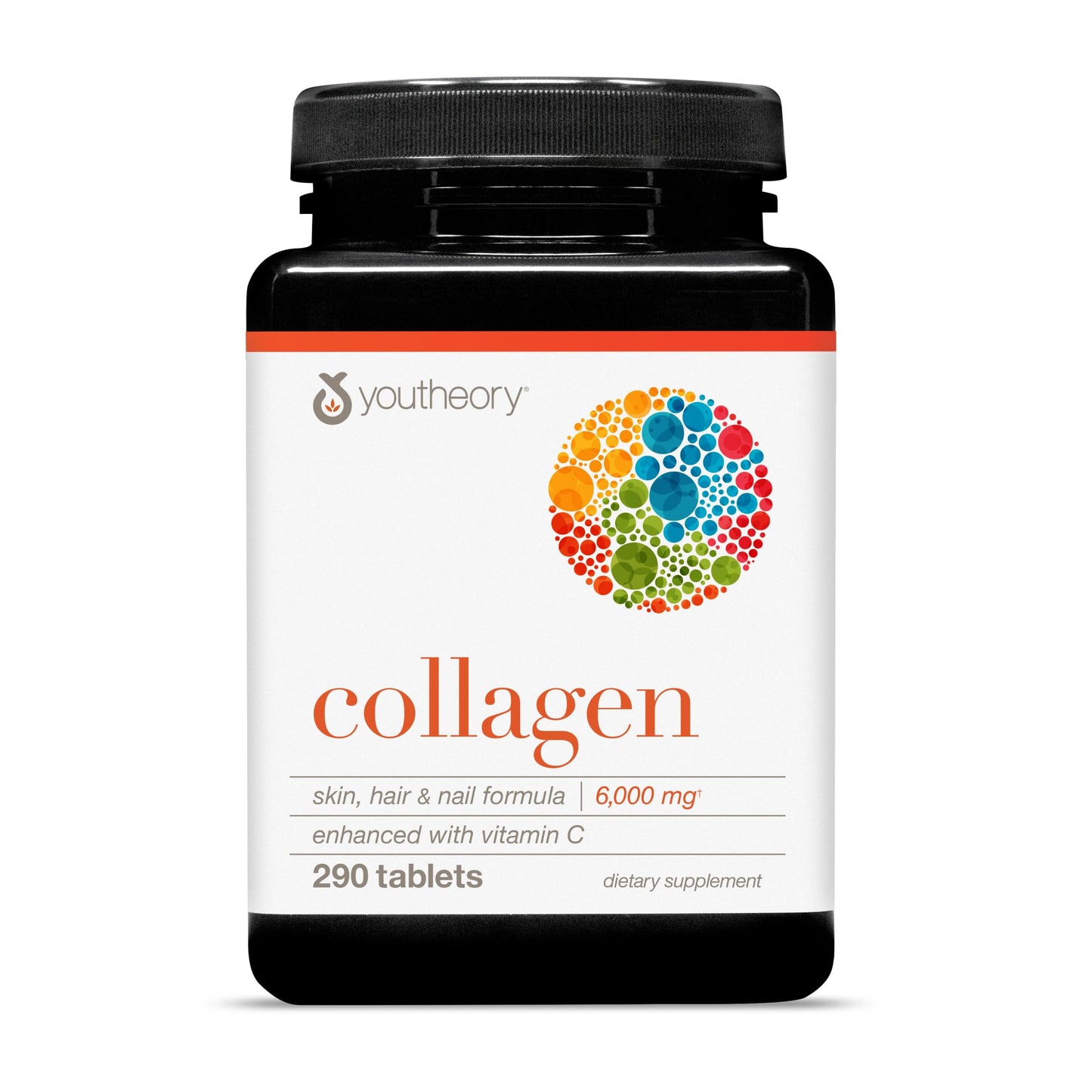Youtheory Advanced Collagen 6,000 mg Hydrolyzed Collagen Peptides with Antioxidants & Vitamin C, 290 Tablets