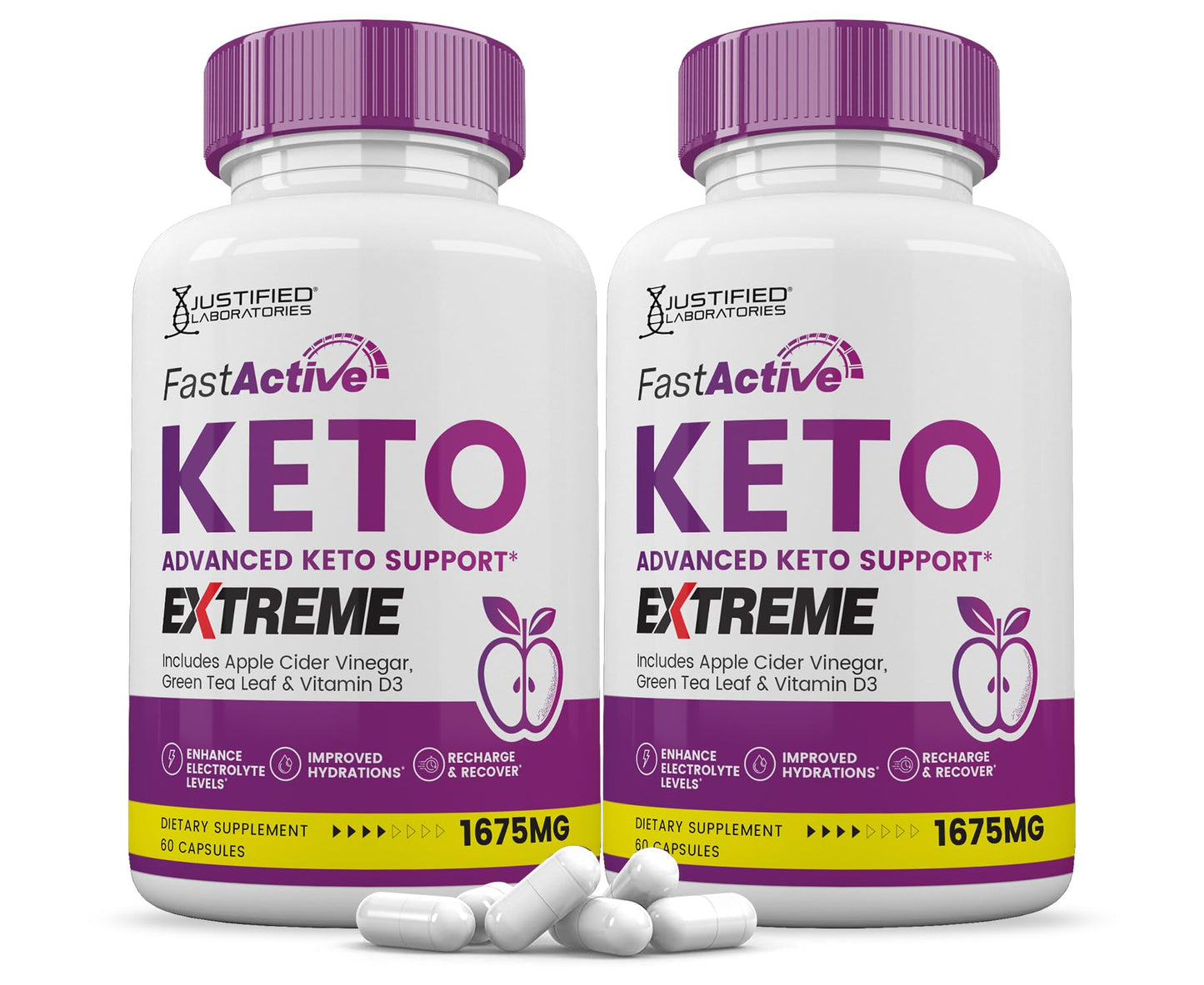 Justified Laboratories Fast Active Keto ACV Extreme Pills 1675MG Keto Support Blend Capsules 120