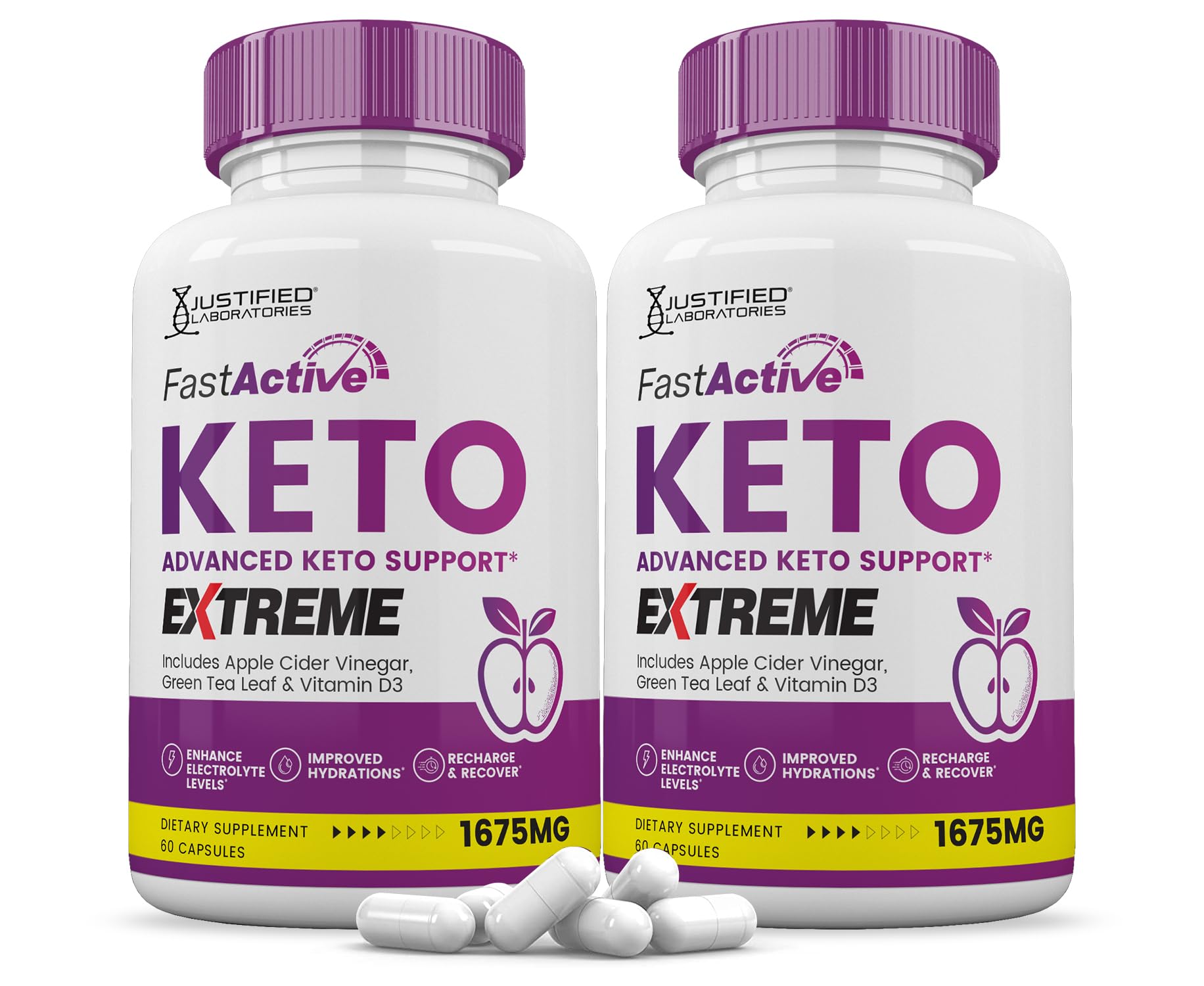 Justified Laboratories Fast Active Keto ACV Extreme Pills 1675MG Keto Support Blend Capsules 120