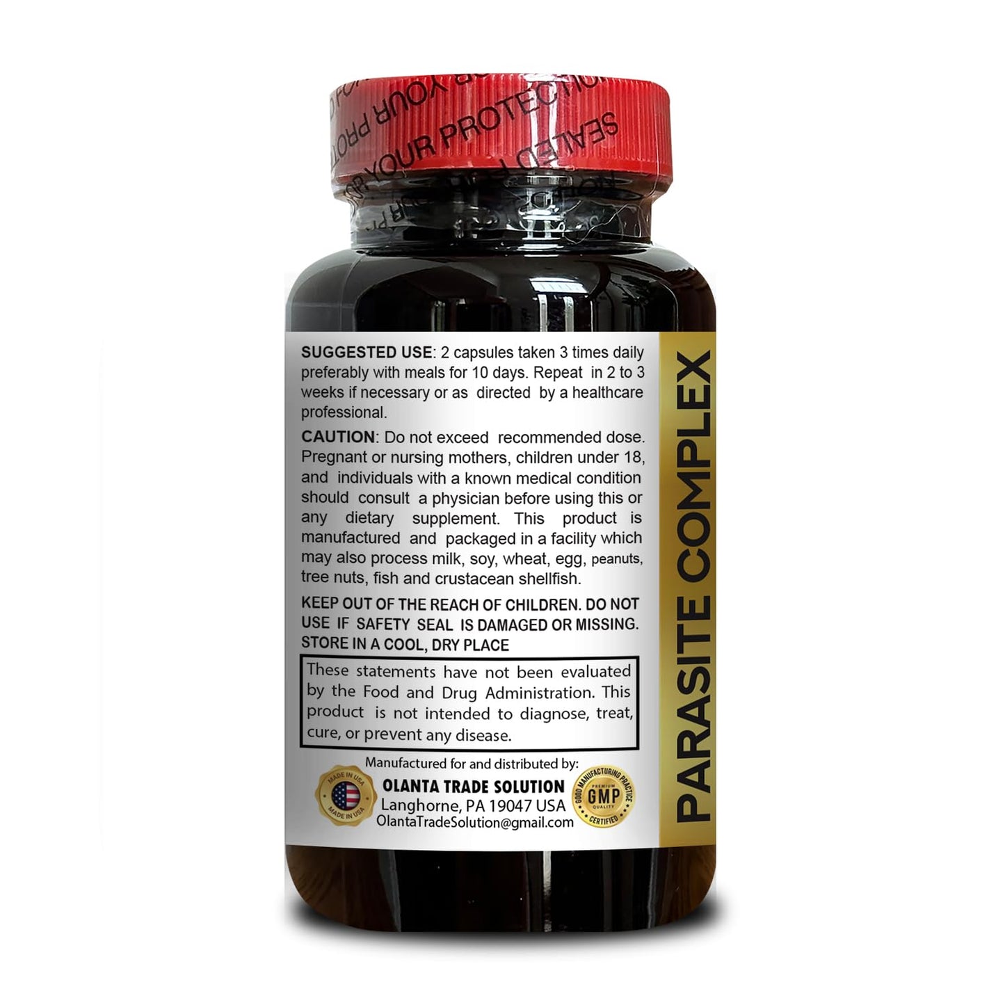 OLANTA TRADE SOLUTION Premium Parasite Complex - Herbal Cleanse & Digestive Wellness Complex - GMP-Certified Natural 60 Capsules