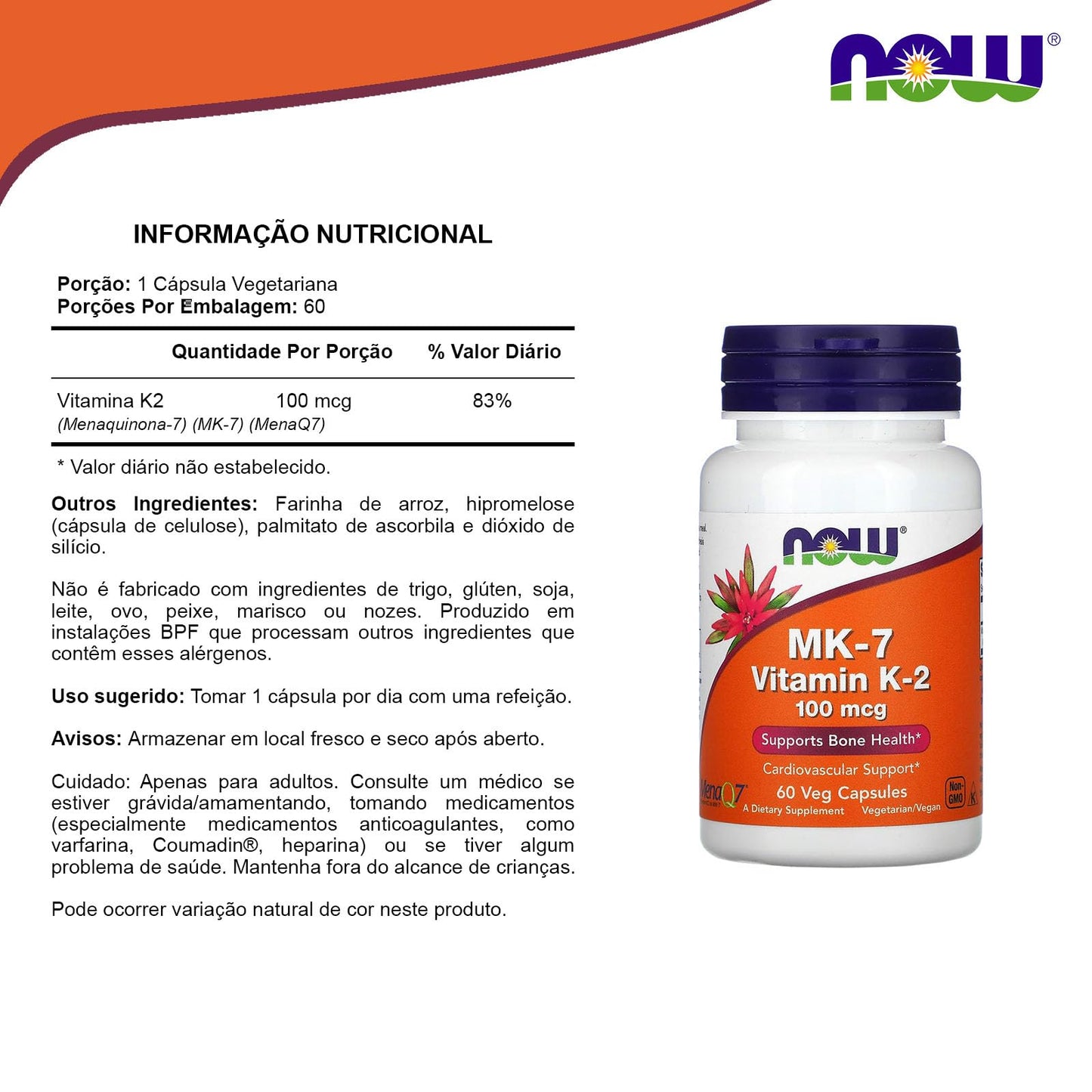 NOW Foods Vitamin K-2 (MK7) Veg Capsules, 120 Count