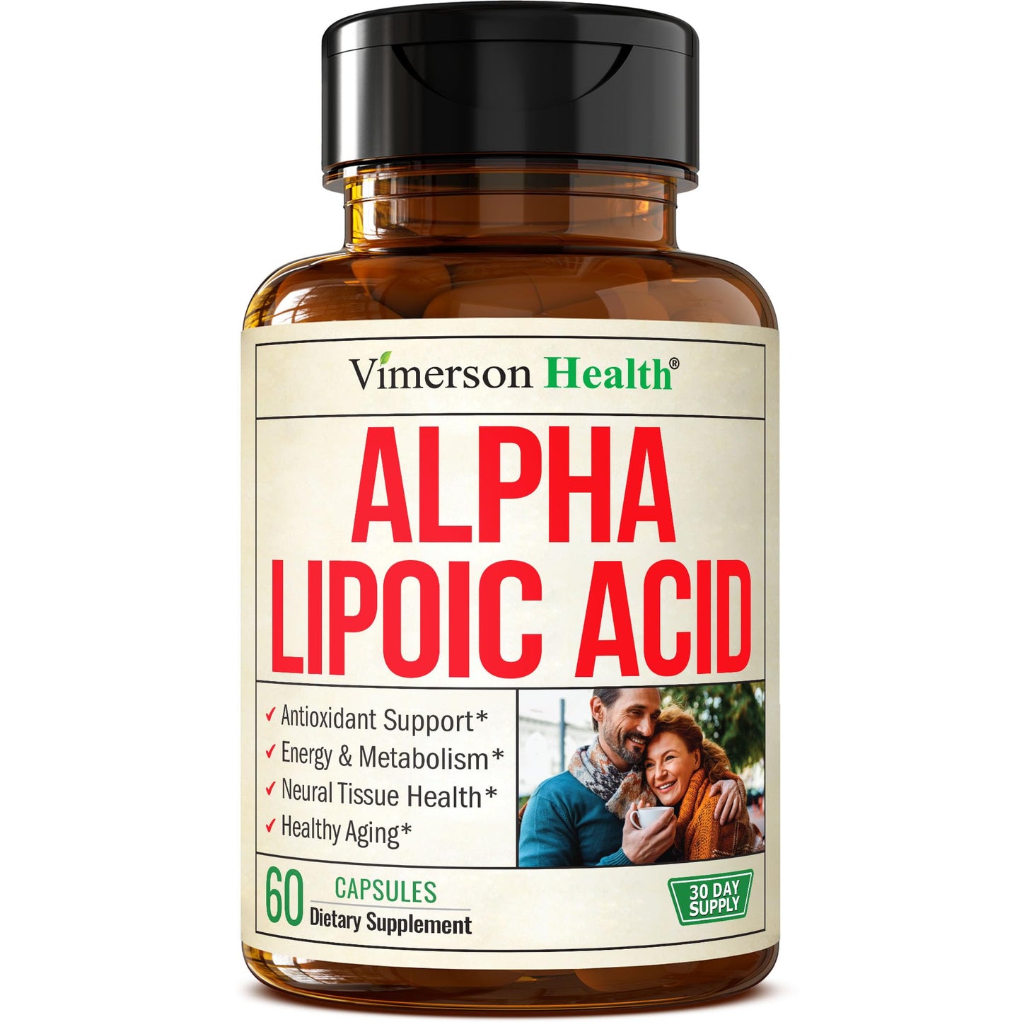 Vimerson Health Alpha Lipoic Acid 650mg ALA Supplement for Nerve and Brain Health, Antioxidant Support and Healthy Aging, 60 Capsules