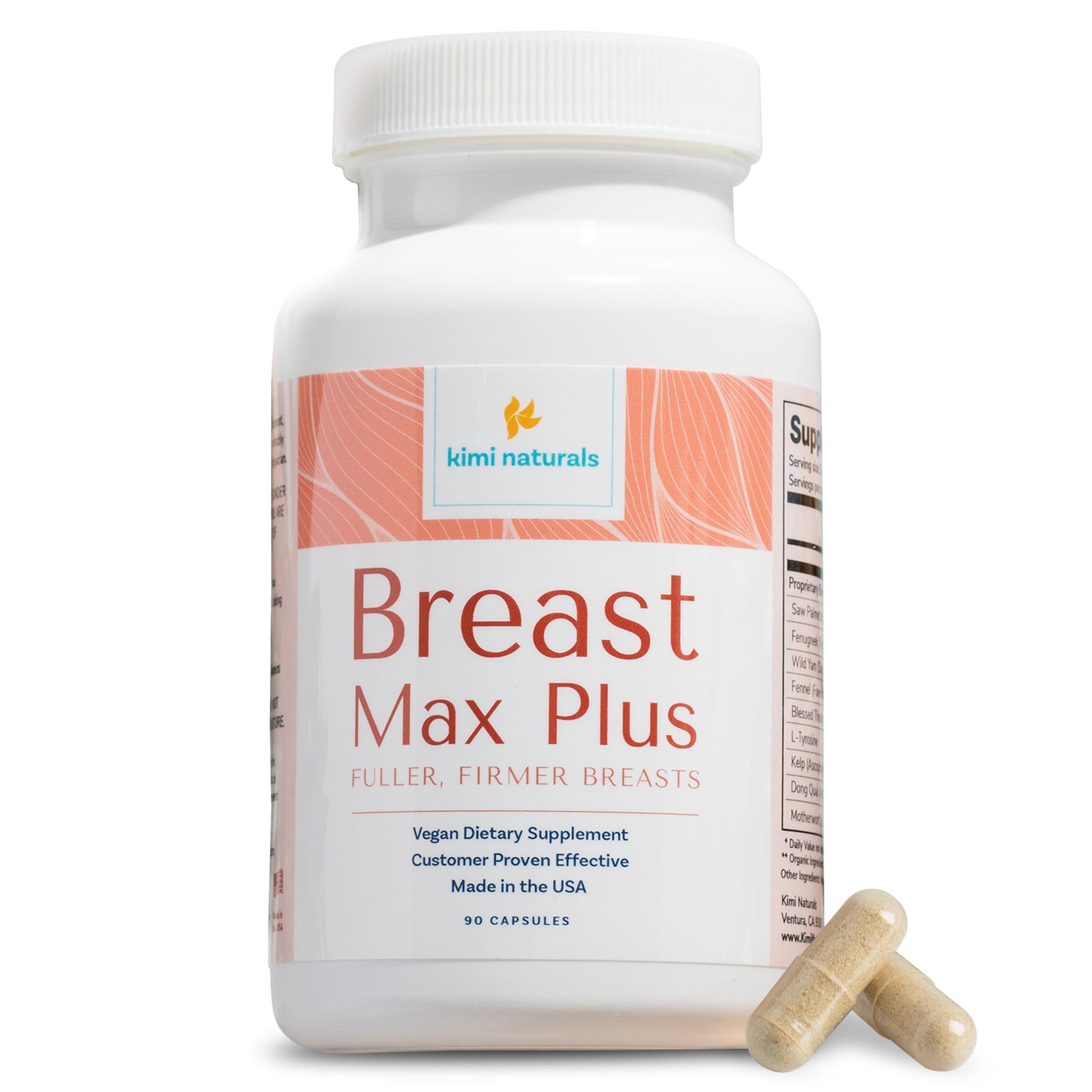 KIMI Naturals Breast Max Plus Breast Enhancement Pills, 90 Capsules