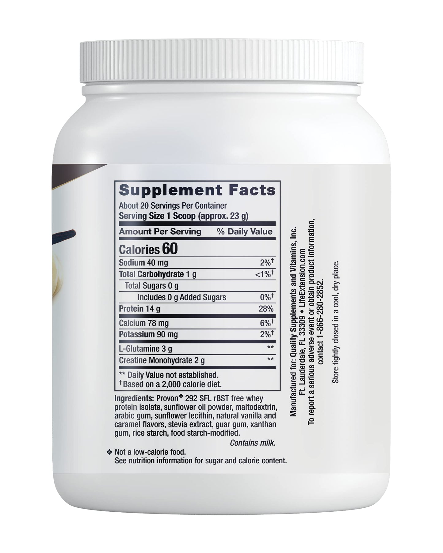 Life Extension Wellness Code Advanced Whey Protein Isolate Powder Vanilla, 16 Servings
