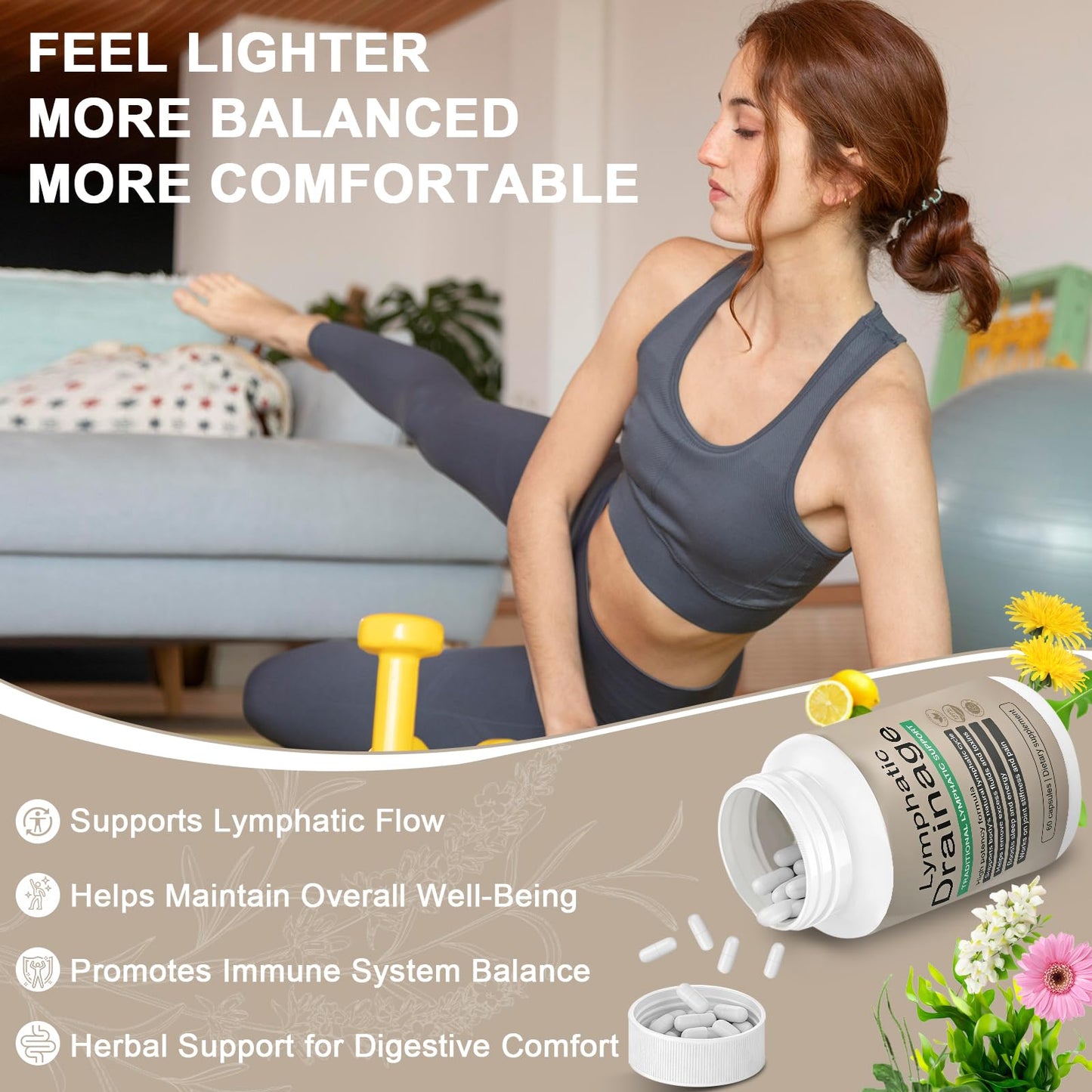 EOQIFJM Lymphatic Drainage Capsules, 60 Capsules