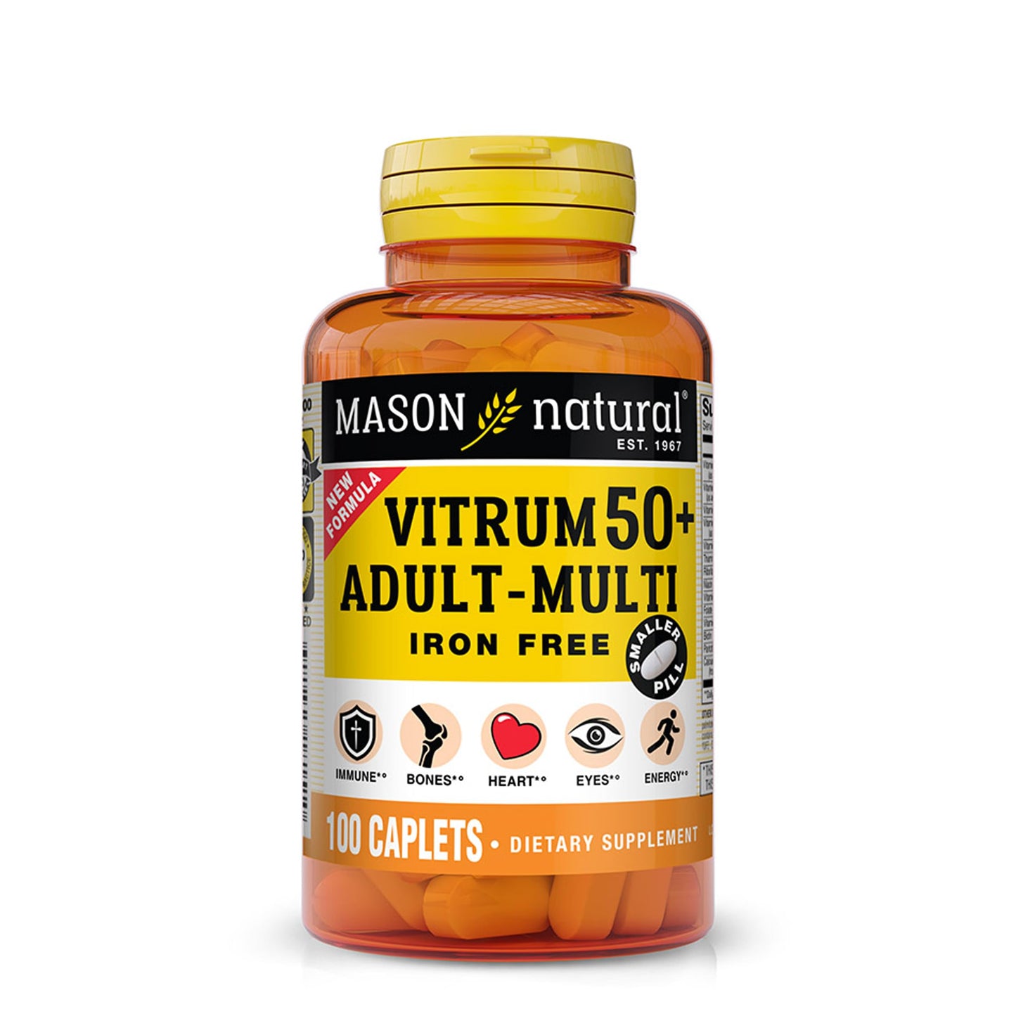 Mason Natural Vitrum 50+ Adult-Multi Iron Free Caplet, 1 Count