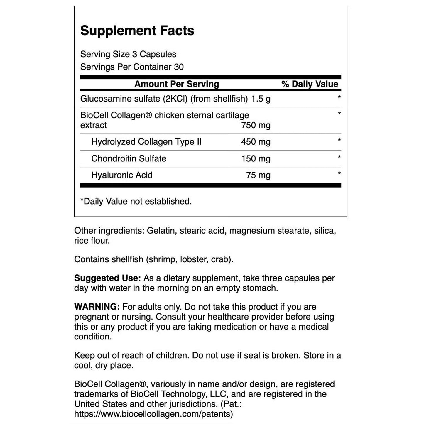 Swanson Glucosamine & BioCell Collagen Type II Joint and Skin Health Supplement, 180 Capsules