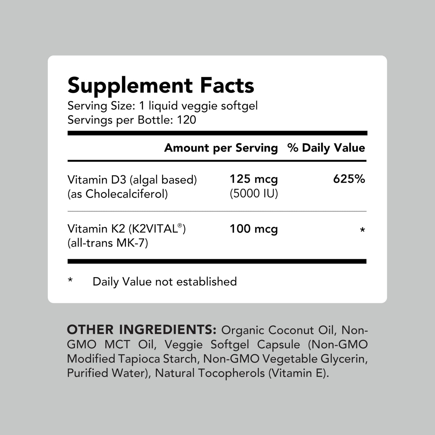 AMANDEAN Vitamin D3 K2 Softgels 120