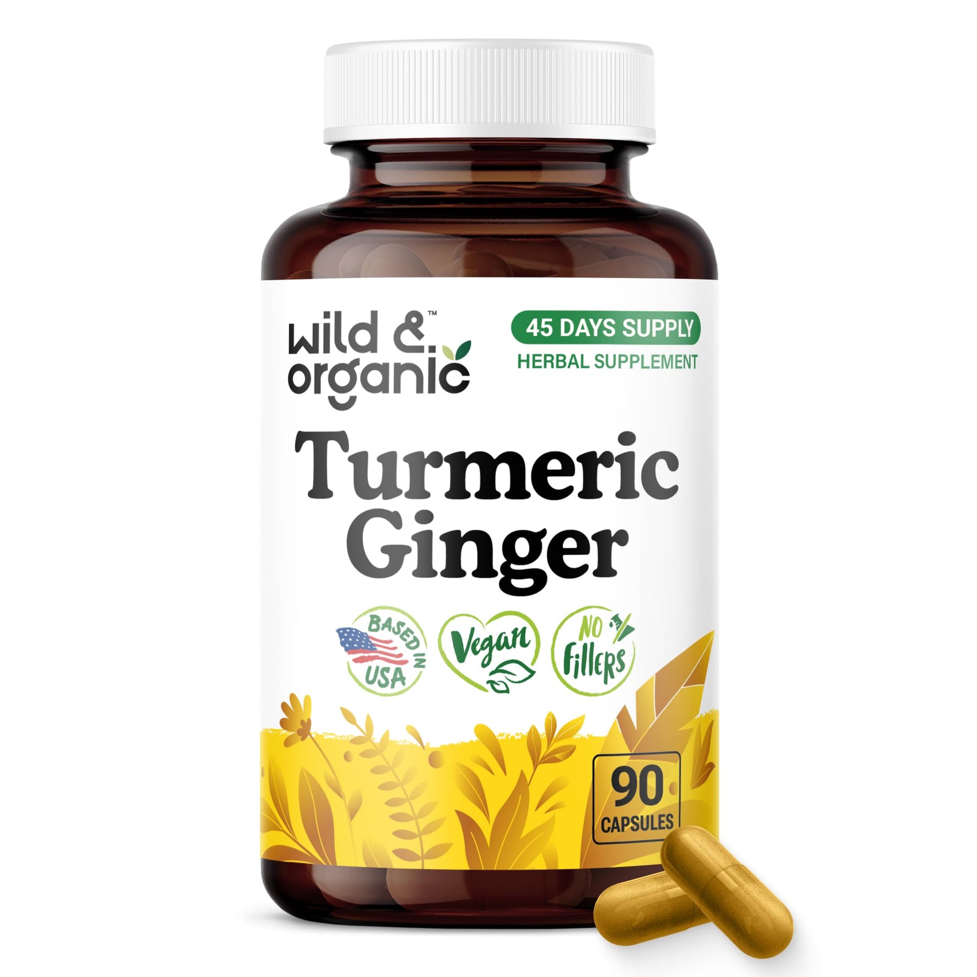 Wild & Organic Turmeric and Ginger Capsules 90 Count