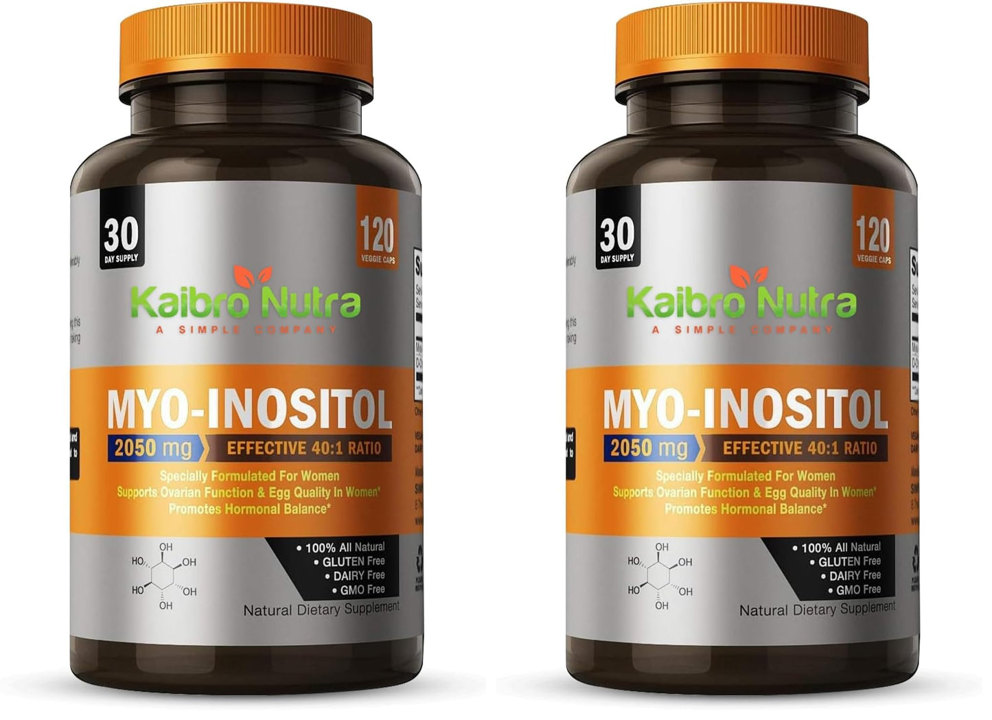Kaibro Nutra Myo-Inositol & D-Chiro Inositol 40:1 Ratio Capsules 240 Count