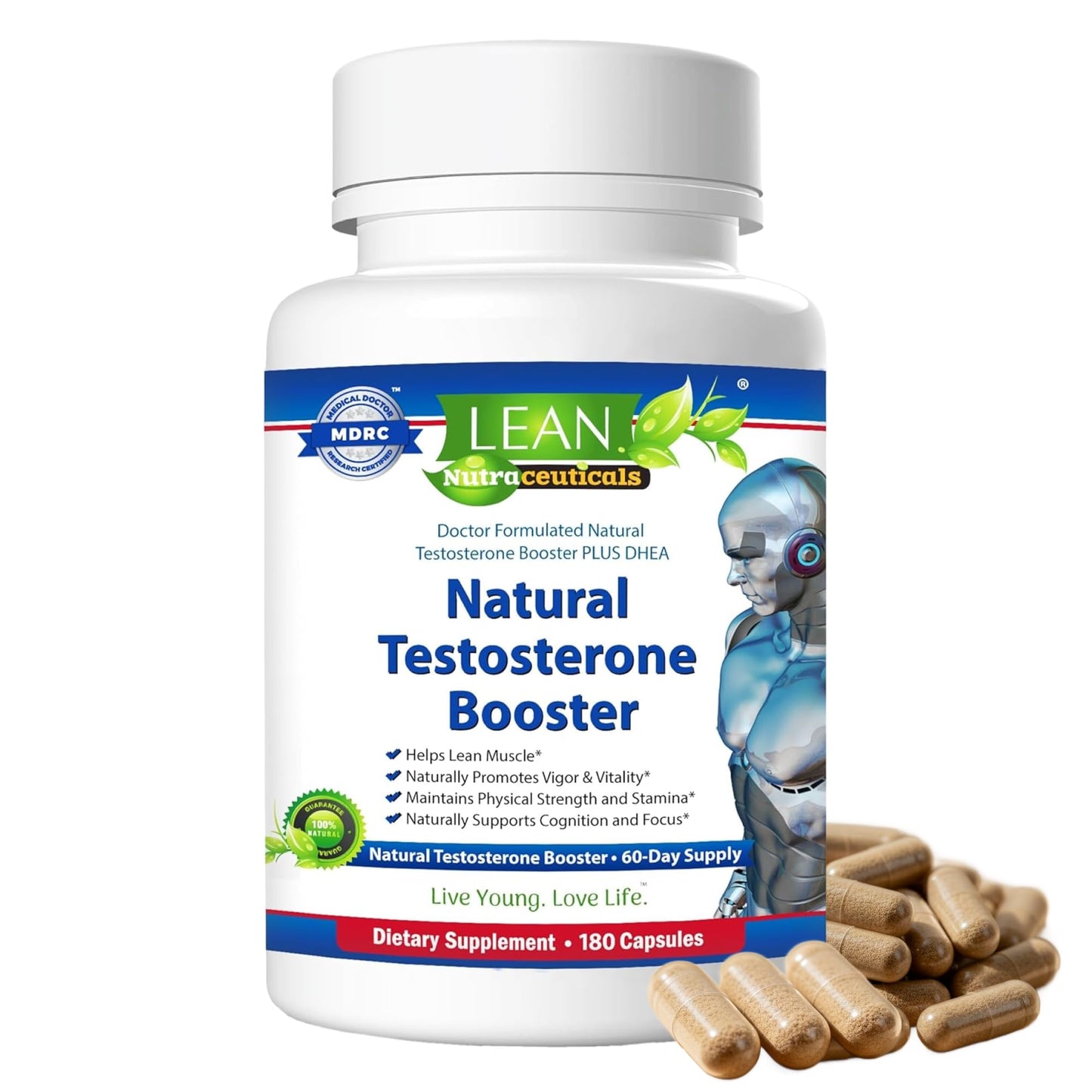 LEAN Nutraceuticals Testosterone Libido Booster Supplement for Men Capsule 180 Count