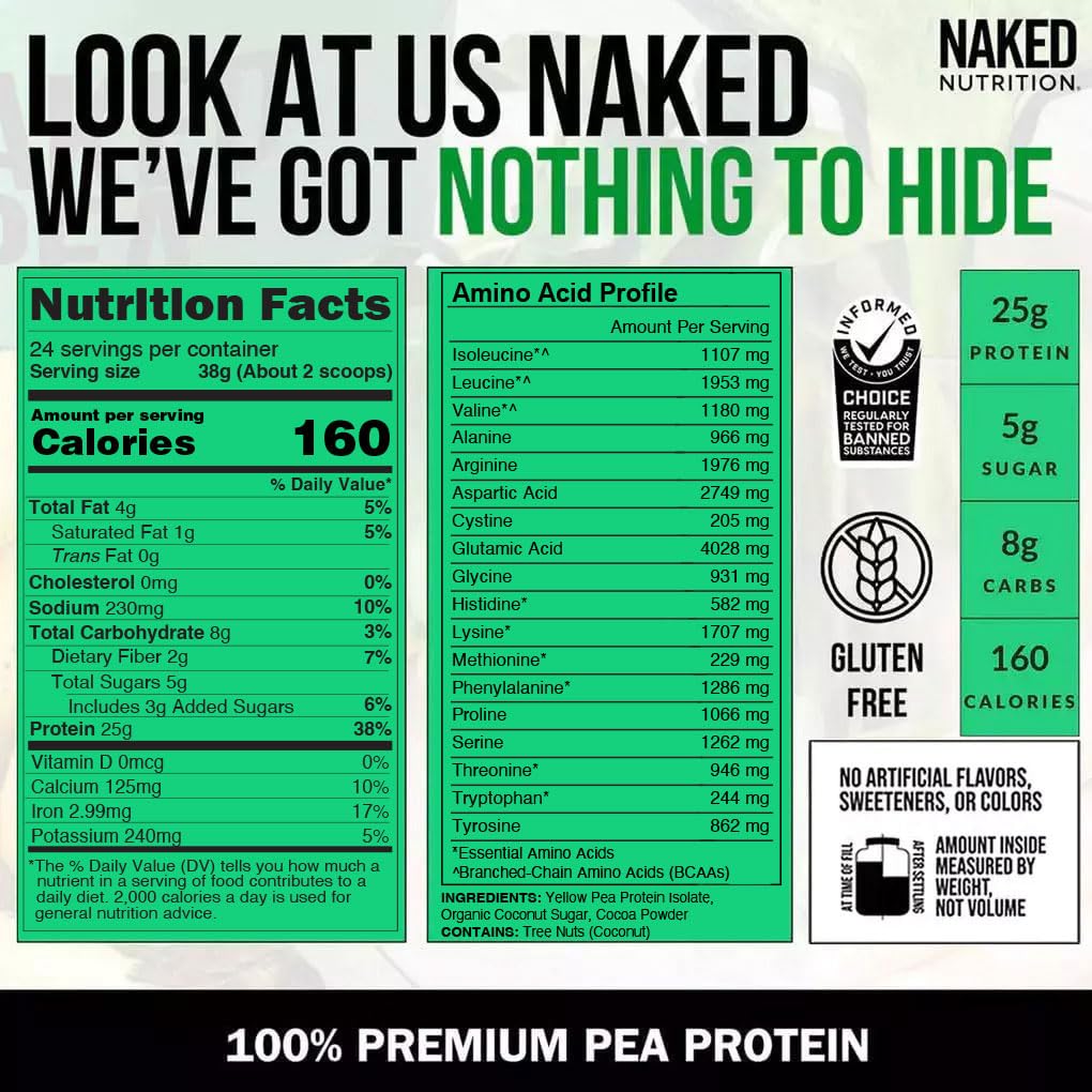 NAKED Chocolate Pea Protein Isolate Powder 32 Servings