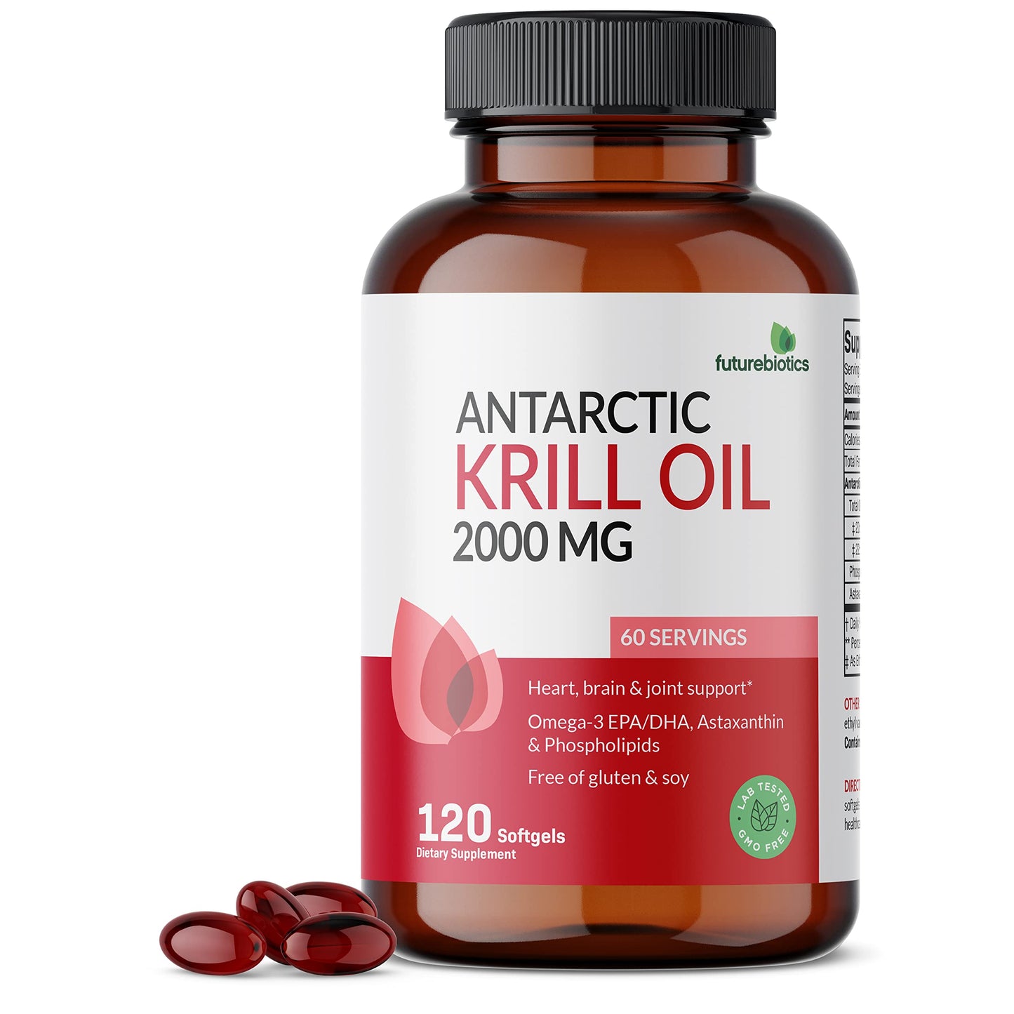 Futurebiotics Antarctic Krill Oil 2000mg with Astaxanthin, Omega-3s EPA, DHA and Phospholipids Softgels 120