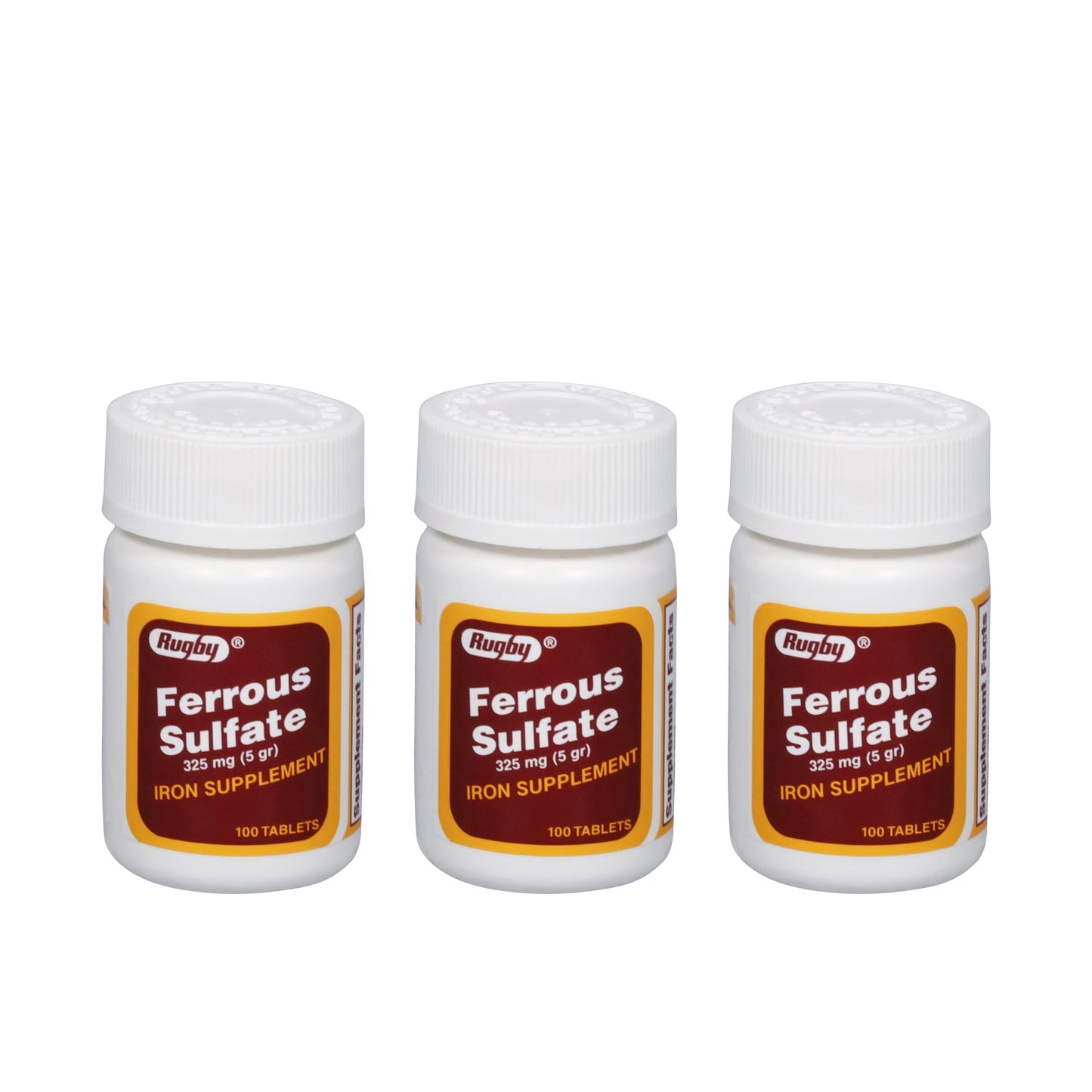 Rugby Laboratories Ferrous Sulfate 325mg Tablets, 300 Tablets