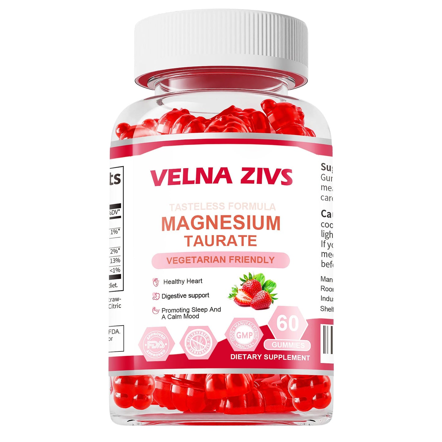 Velna zivs Magnesium Taurate Gummies 1800mg, 60 Count