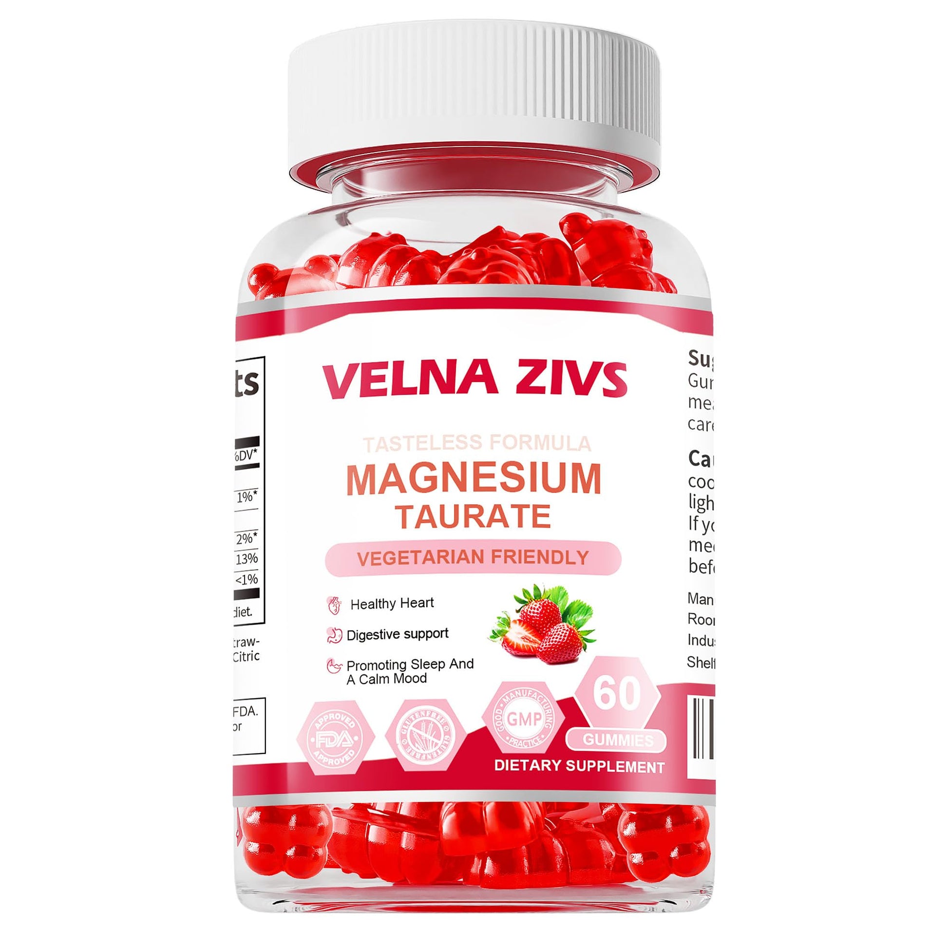 Velna zivs Magnesium Taurate Gummies 1800mg, 60 Count