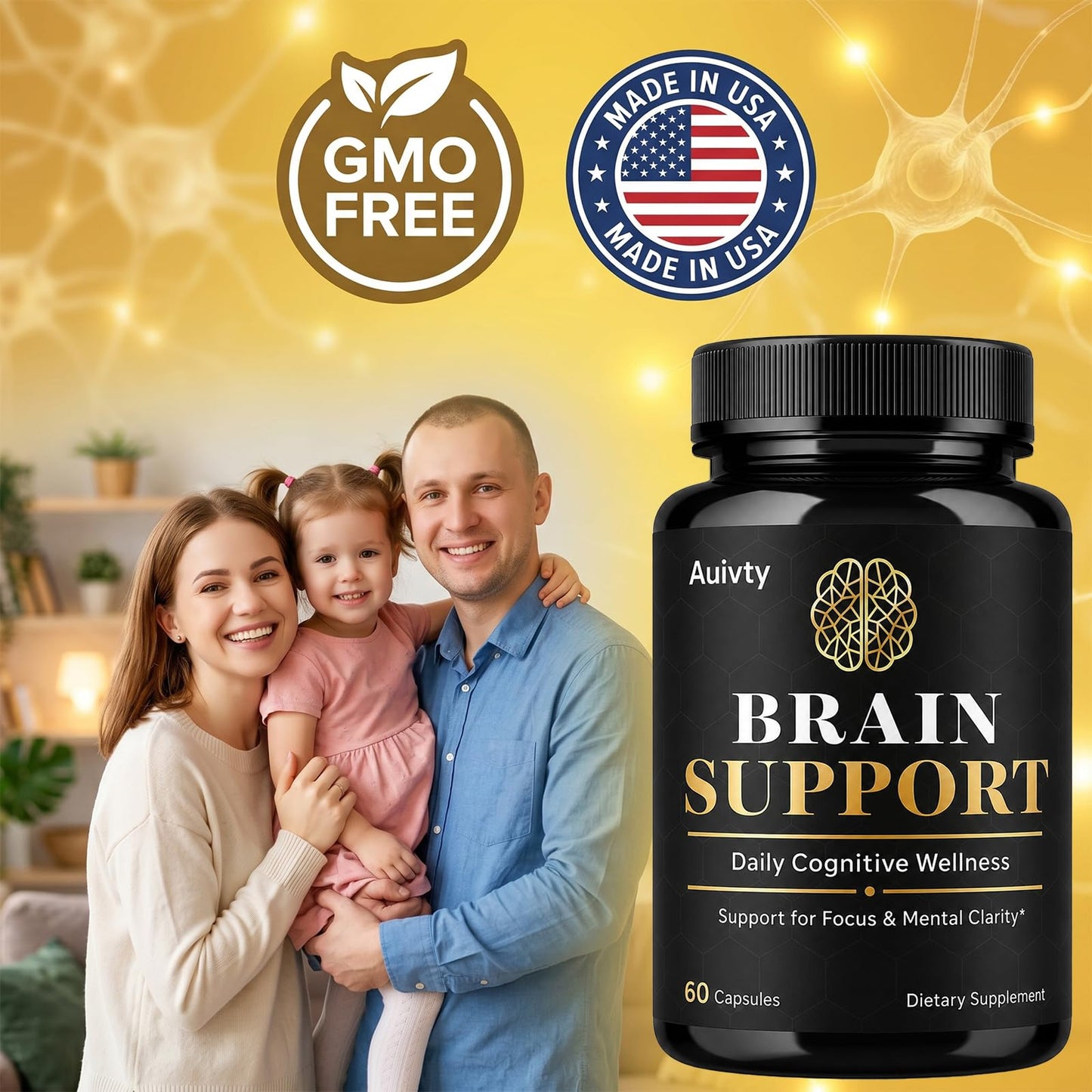 AMZEYE Brain Support Supplement Capsules, 60 Count
