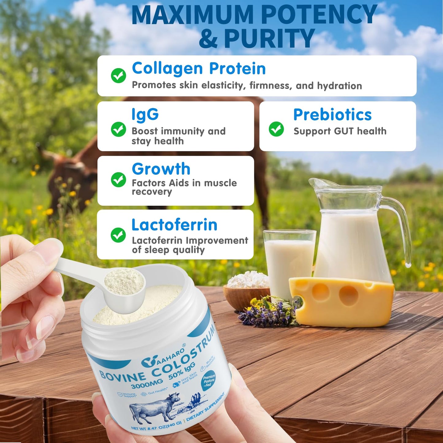 YAAHARO Bovine Colostrum Powder 8.47 oz