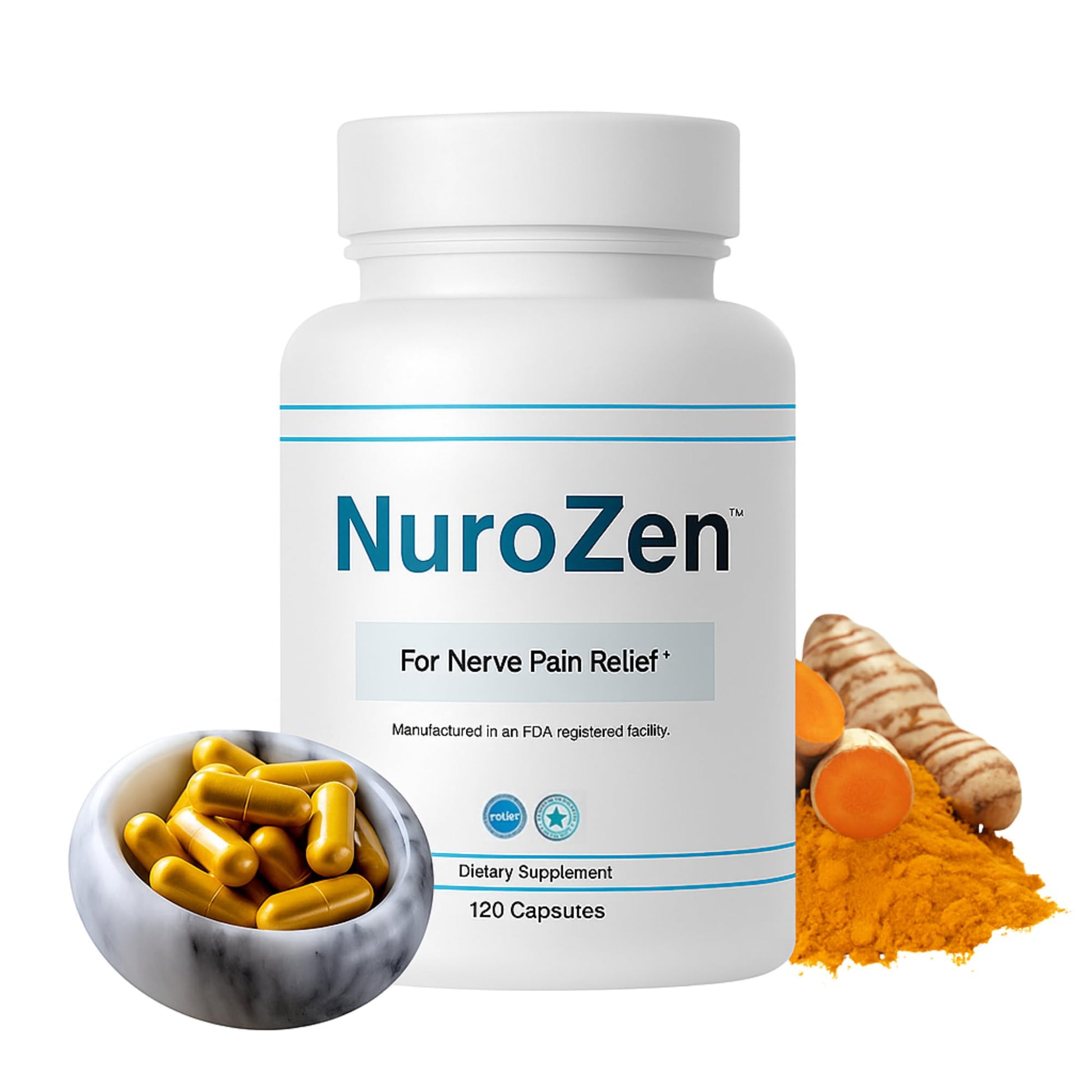 Generic NuroZen Nerve Support Supplement – Alpha Lipoic Acid, B1, B6, B12, Pureblend of MSM, Turmeric – Advanced Neuropathy Support Formula for Nerve Health 120 Capsules