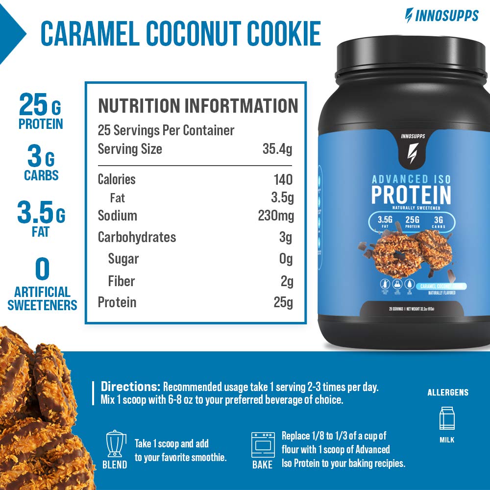 InnoSupps Advanced Iso Protein Whey Isolate Protein Powder Caramel Coconut Cookie, 31.4 Servings