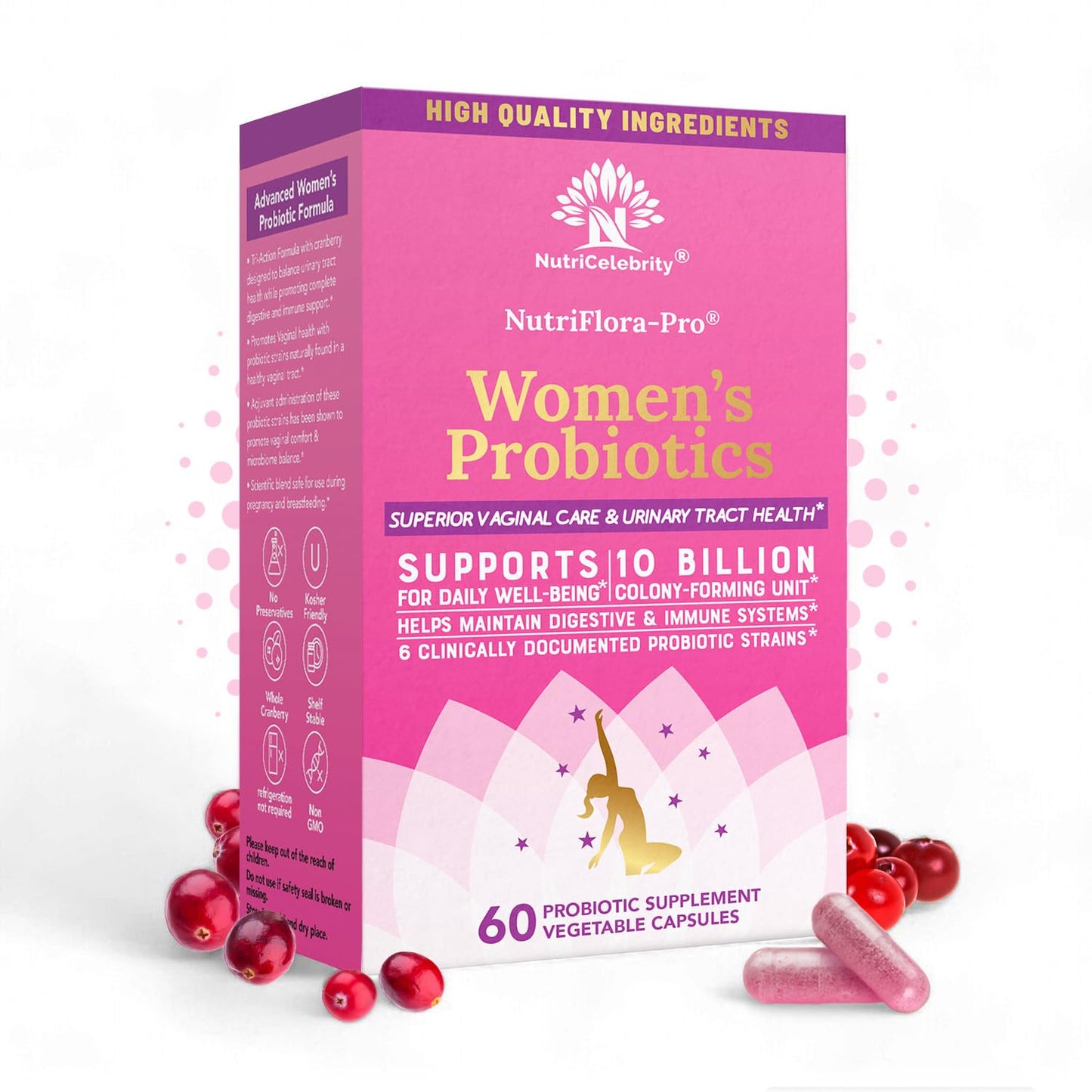 Nutricelebrity NutriFlora-Pro Probiotics for Women Capsules 60 Count