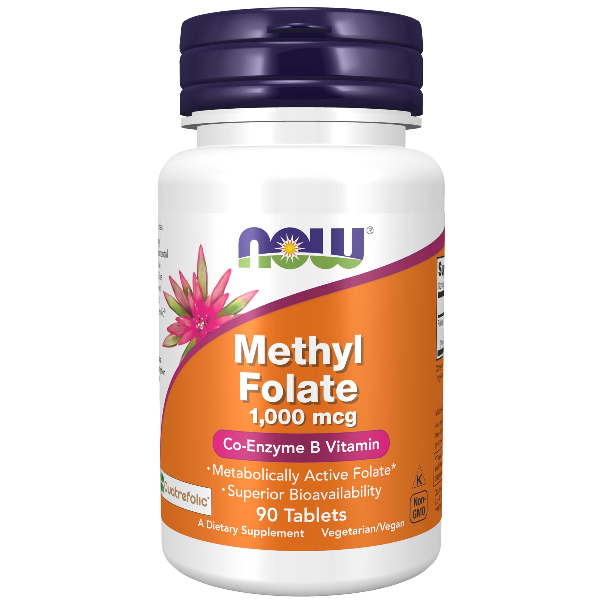 NOW Foods Methyl Folate 1,000 mcg Metabolically Active Folate*, Co-Enzyme B Vitamin, 90 Tablets