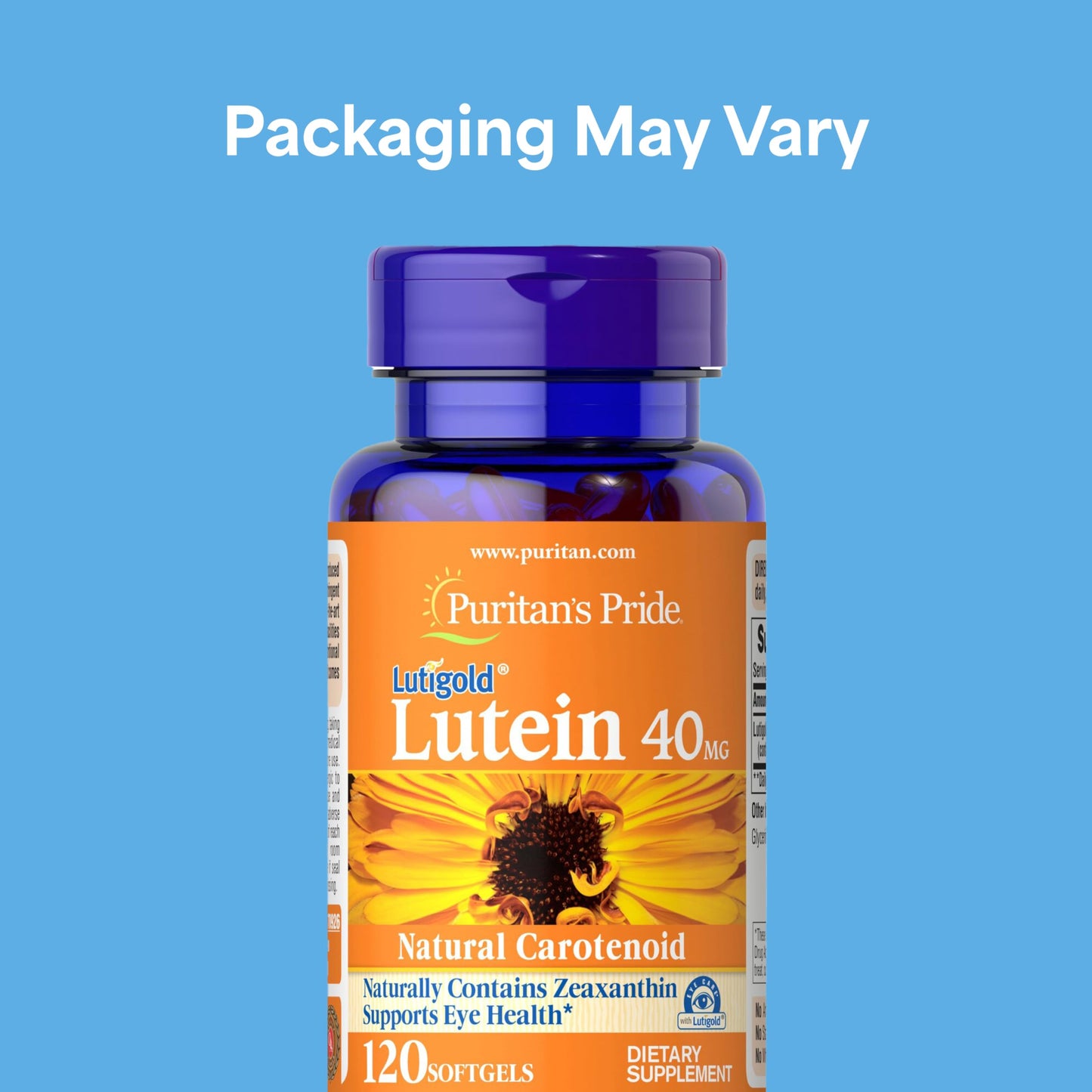 Puritan's Pride Premium Lutigold Lutein Carotenoid 40mg with Zeaxanthin for Eye Health Support Softgels 120 Count