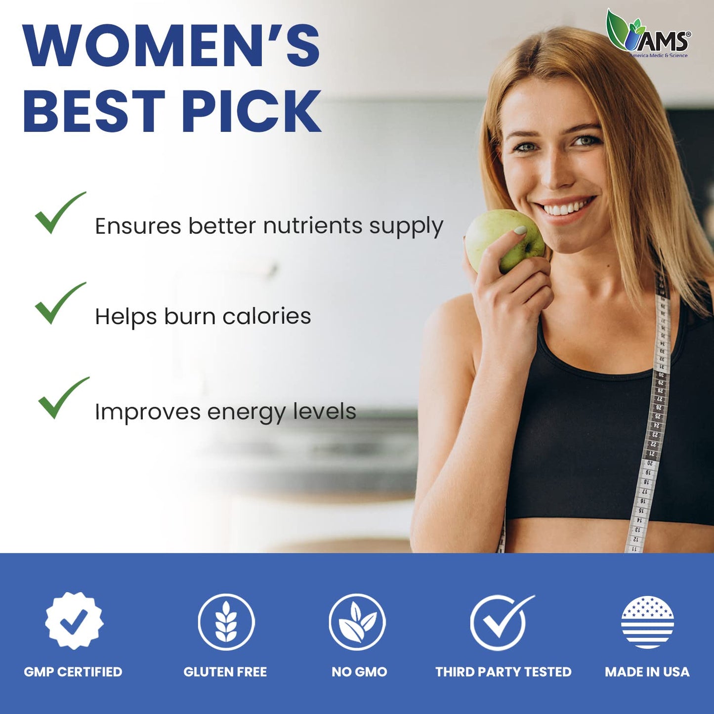 America Medic & Science Multivitamins for Women Multi-NRG Capsules, 45 Count