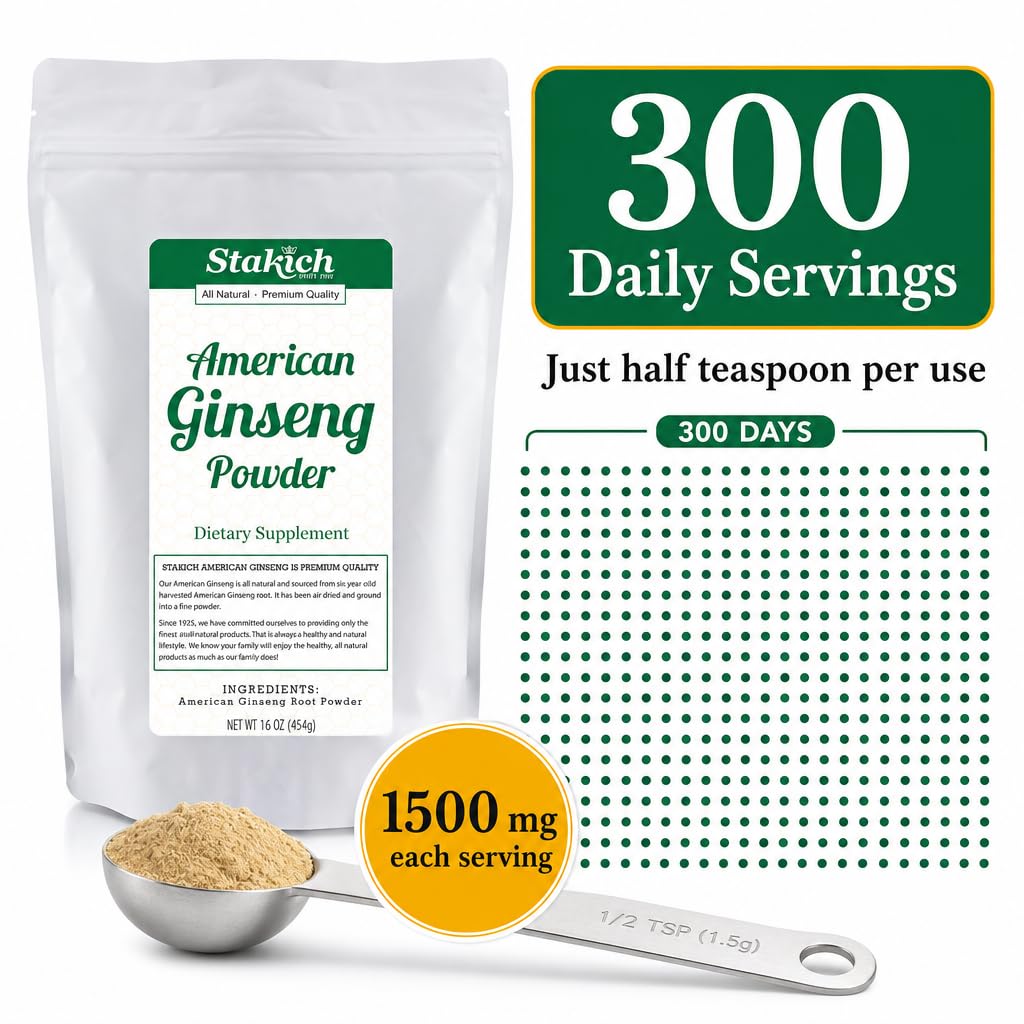 Stakich American Ginseng Root Powder, 16 Ounces