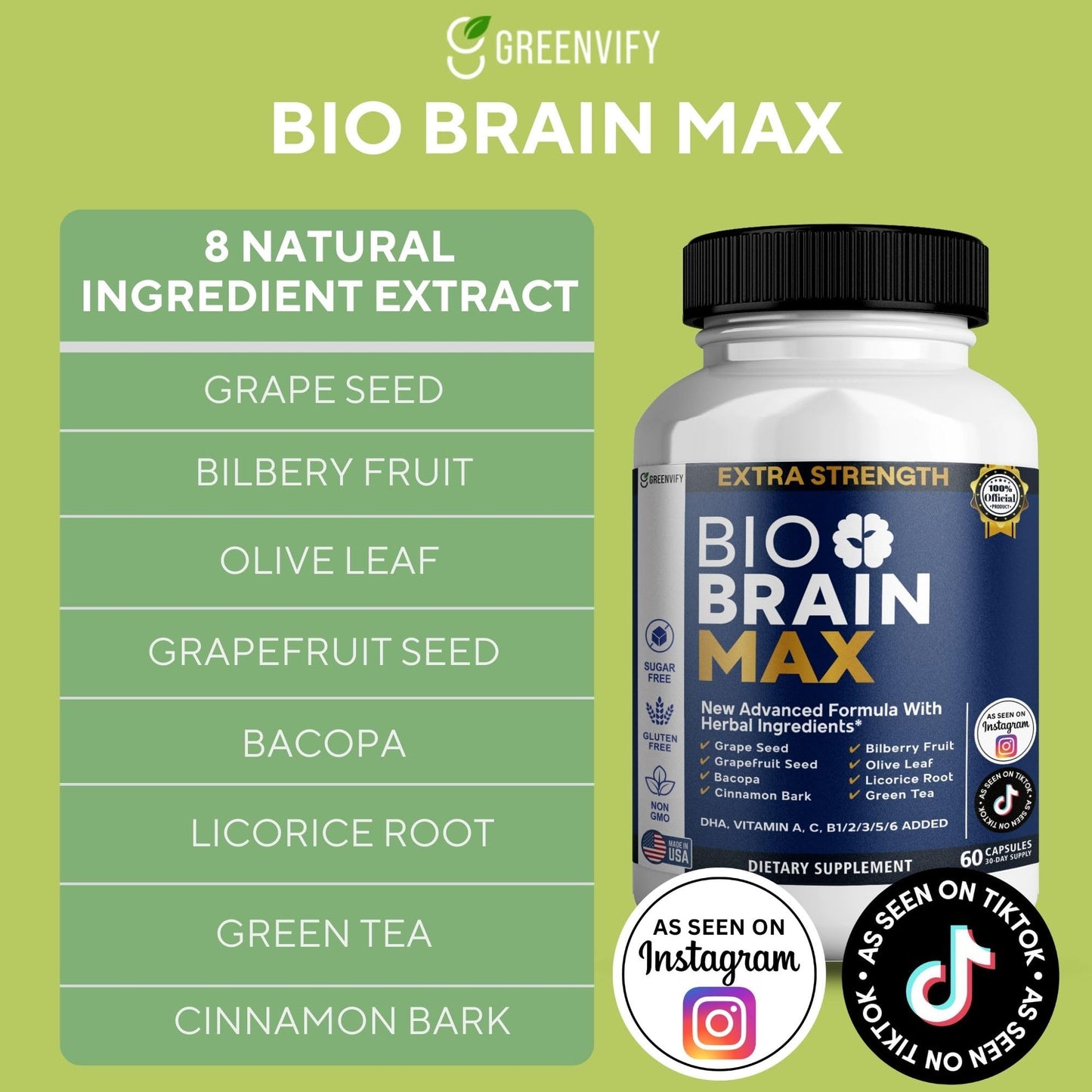 GREENVIFY Bio Brain Max, 60 Capsules