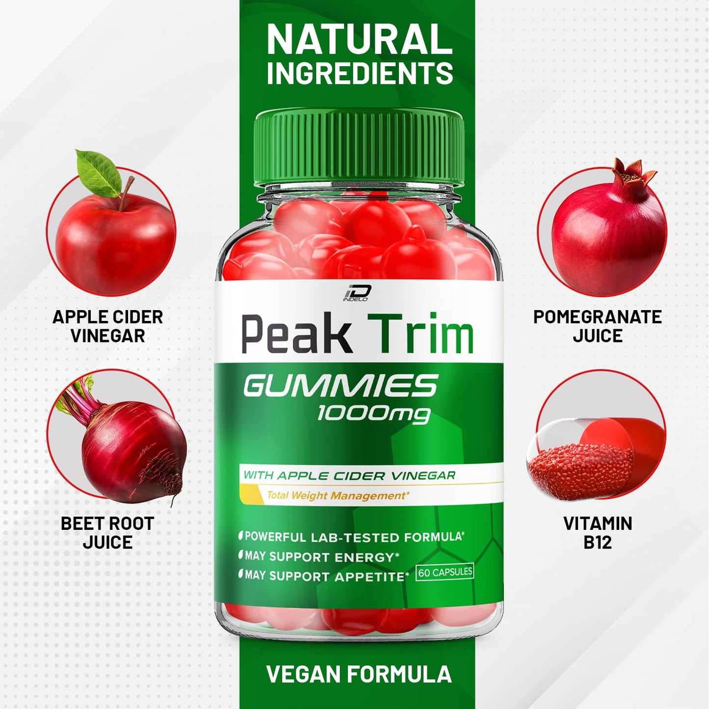 Indelo Peak Trim Keto ACV Gummies 180 Gummies