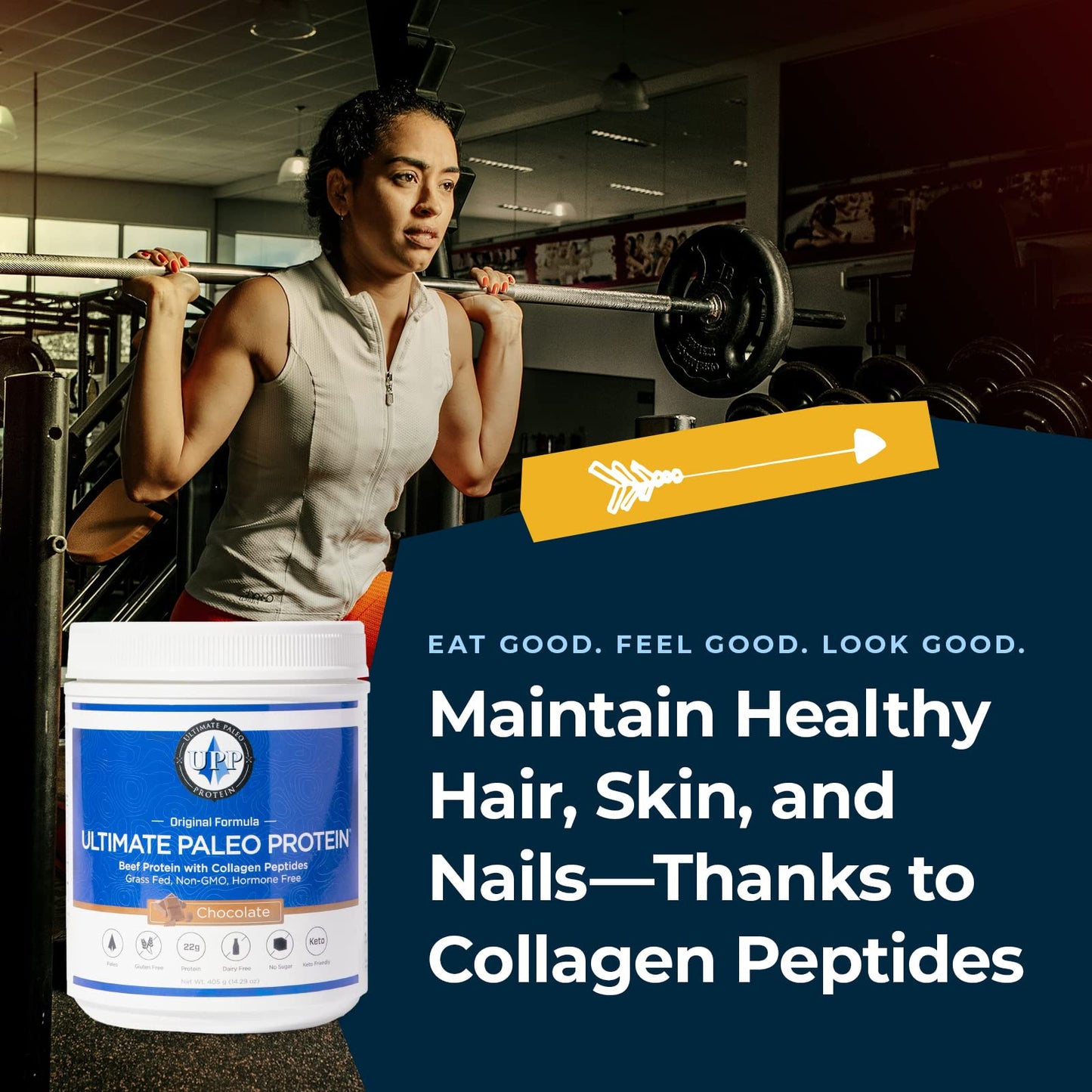 Ultimate Paleo Protein Premium Grass Fed Beef Protein with Collagen Peptides Powder, 32 Servings