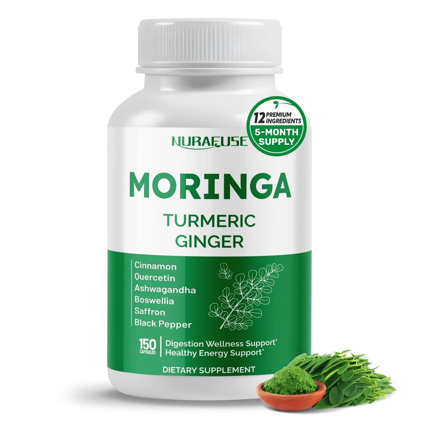 NURAFUSE Moringa 12-in-1 Supplement Capsule 150 Count