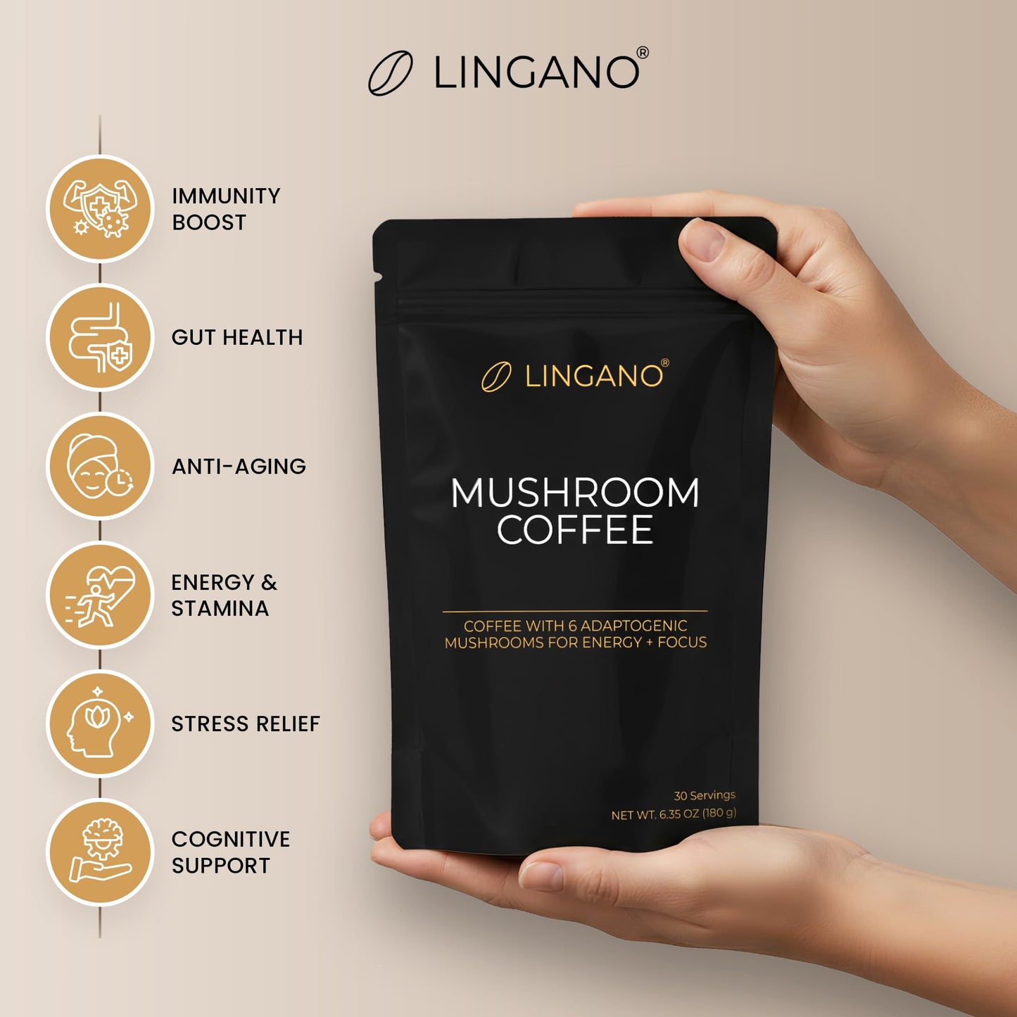 Lingano Mushroom Coffee Powder 6.35