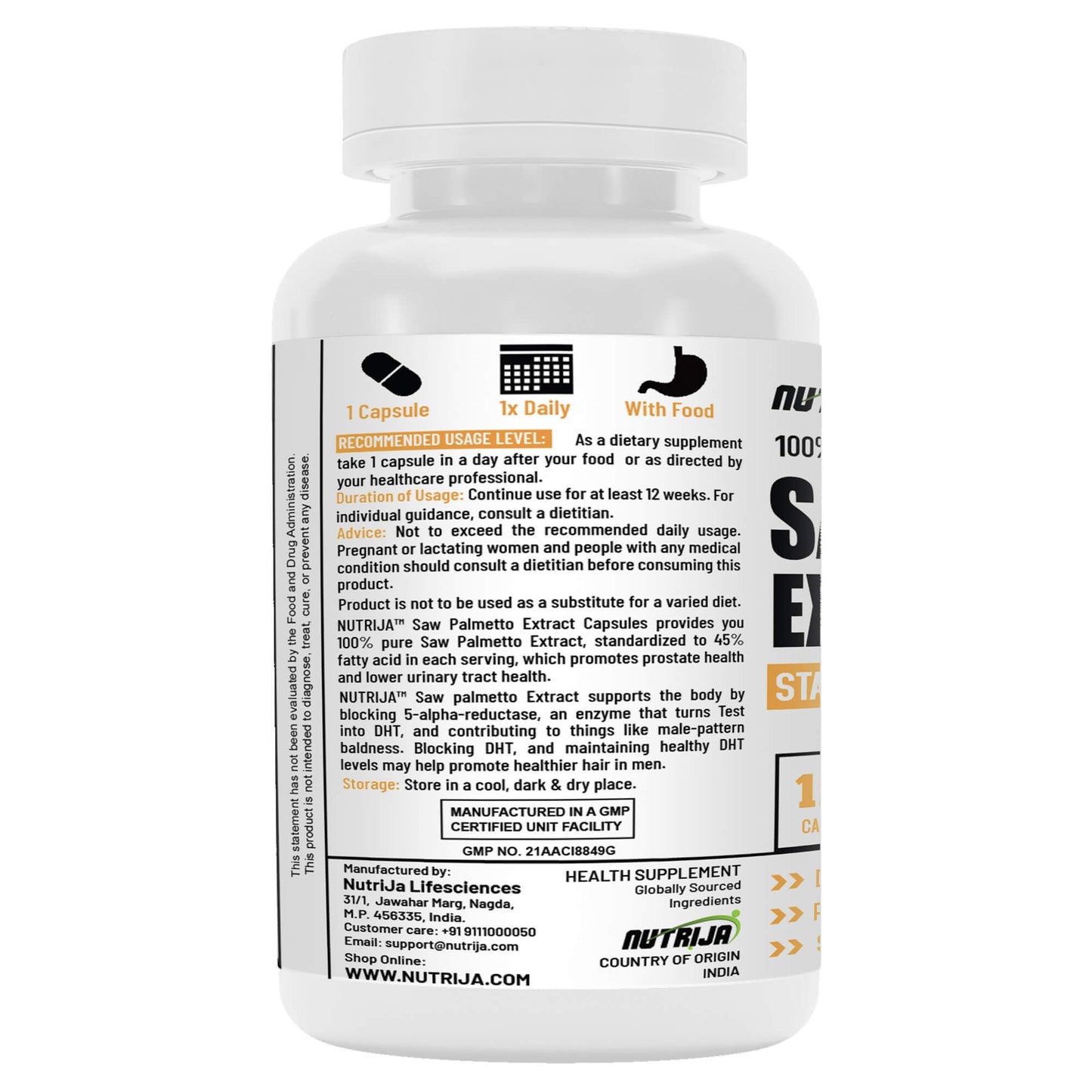 NutriJa Saw Palmetto Extract 800mg Capsules, 120 Count