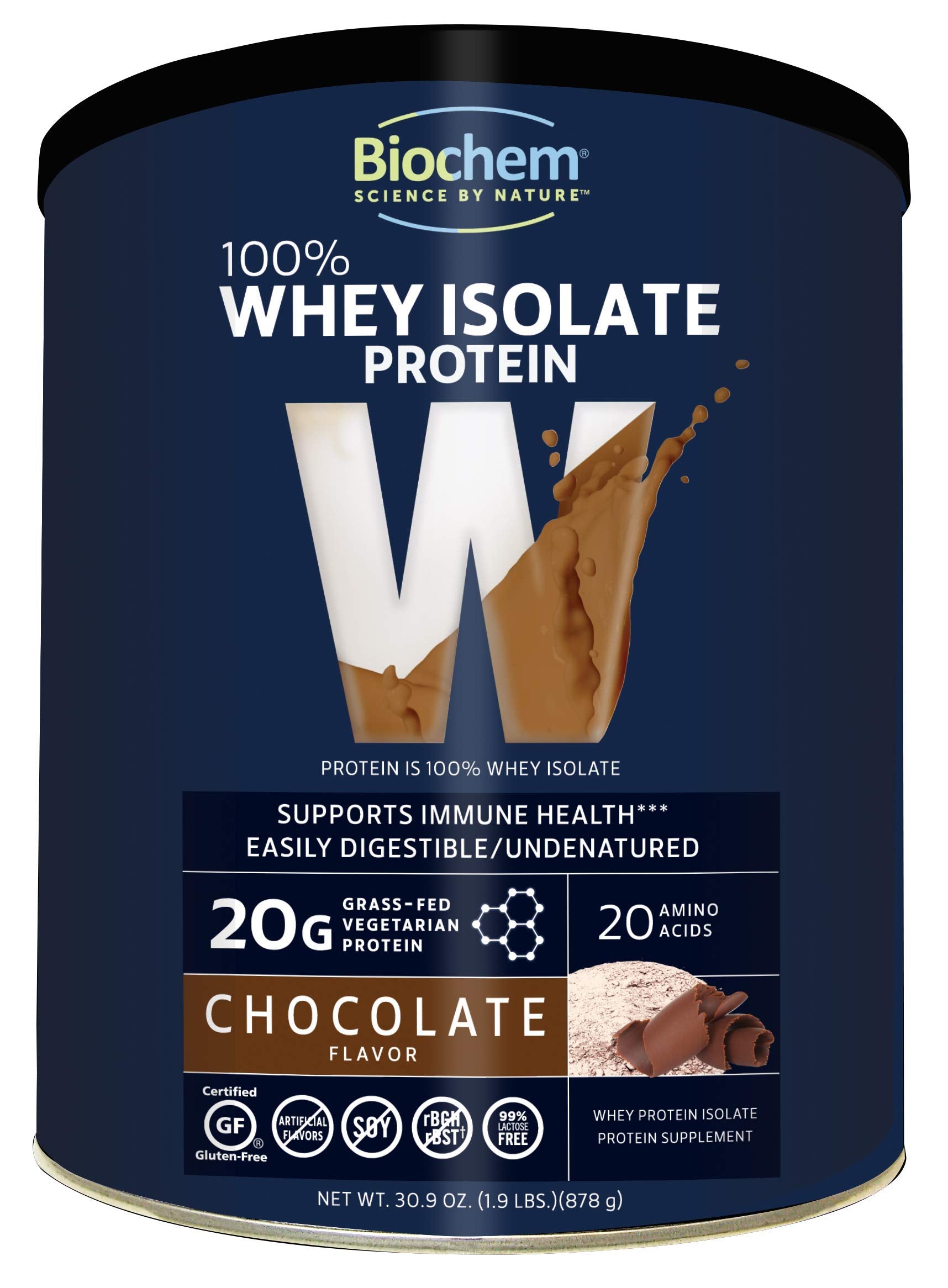 Biochem 100% Whey Isolate Protein Powder, 30.9 oz
