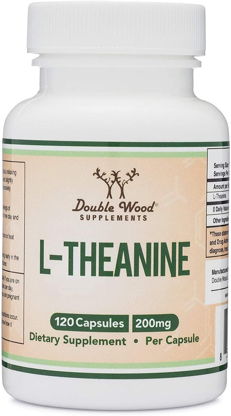 Double Wood Supplements L-Theanine 200mg Capsules, 120 Capsules