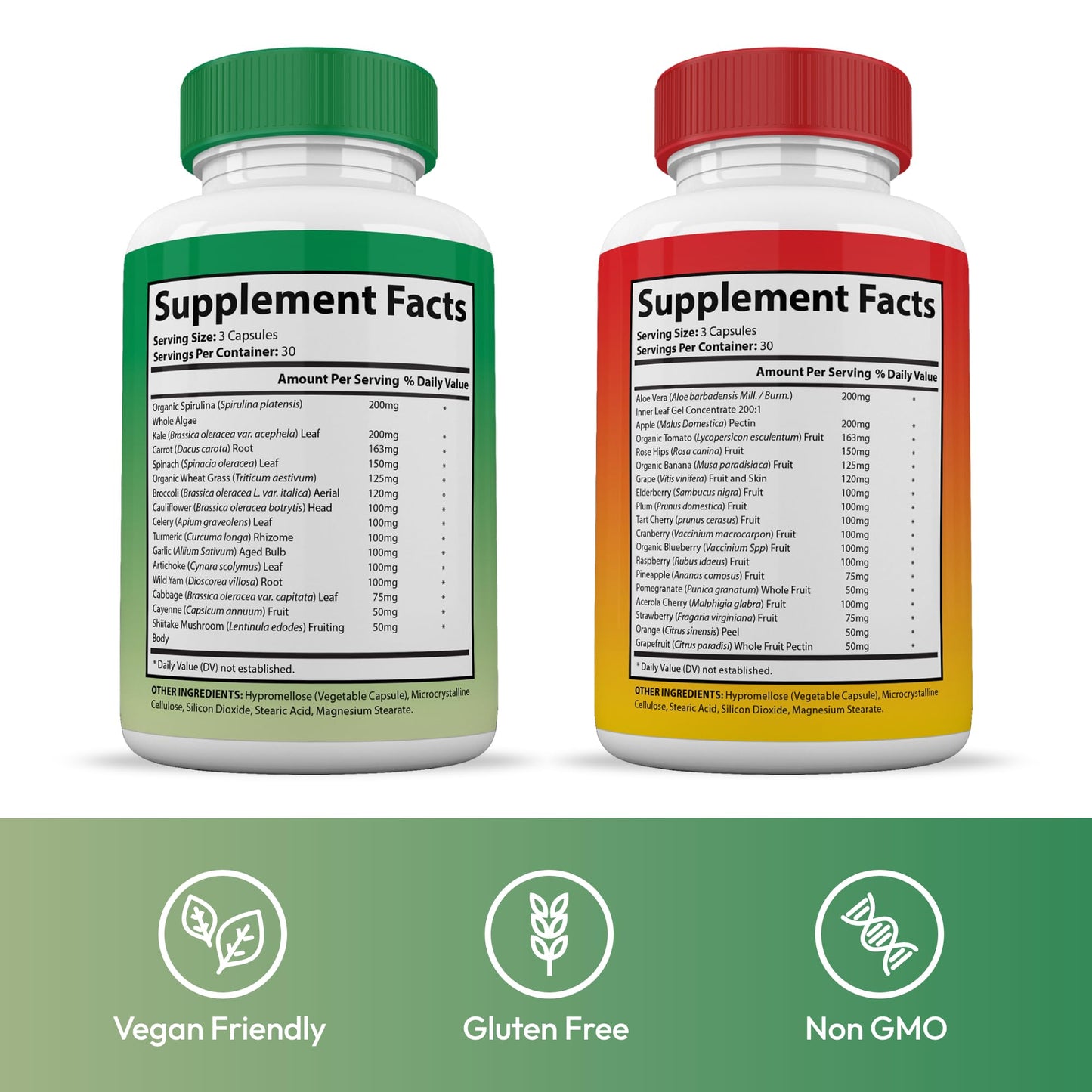 Justified Laboratories Superfoods Set - Vital Fruits & Vital Veggies Capsules, 180 Count