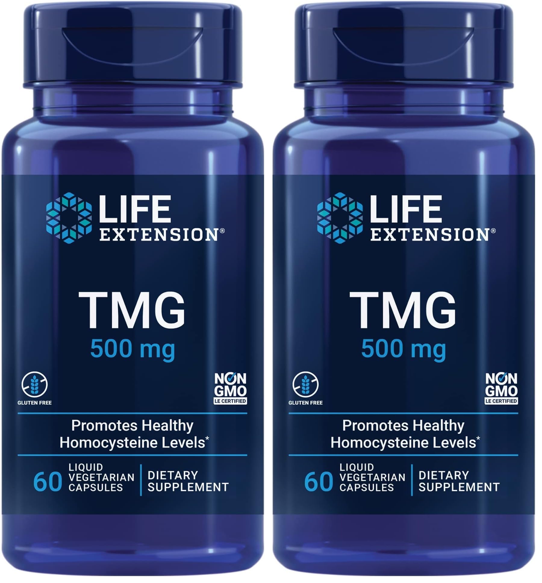Life Extension TMG 500 mg Trimethylglycine Capsules, 120 Count