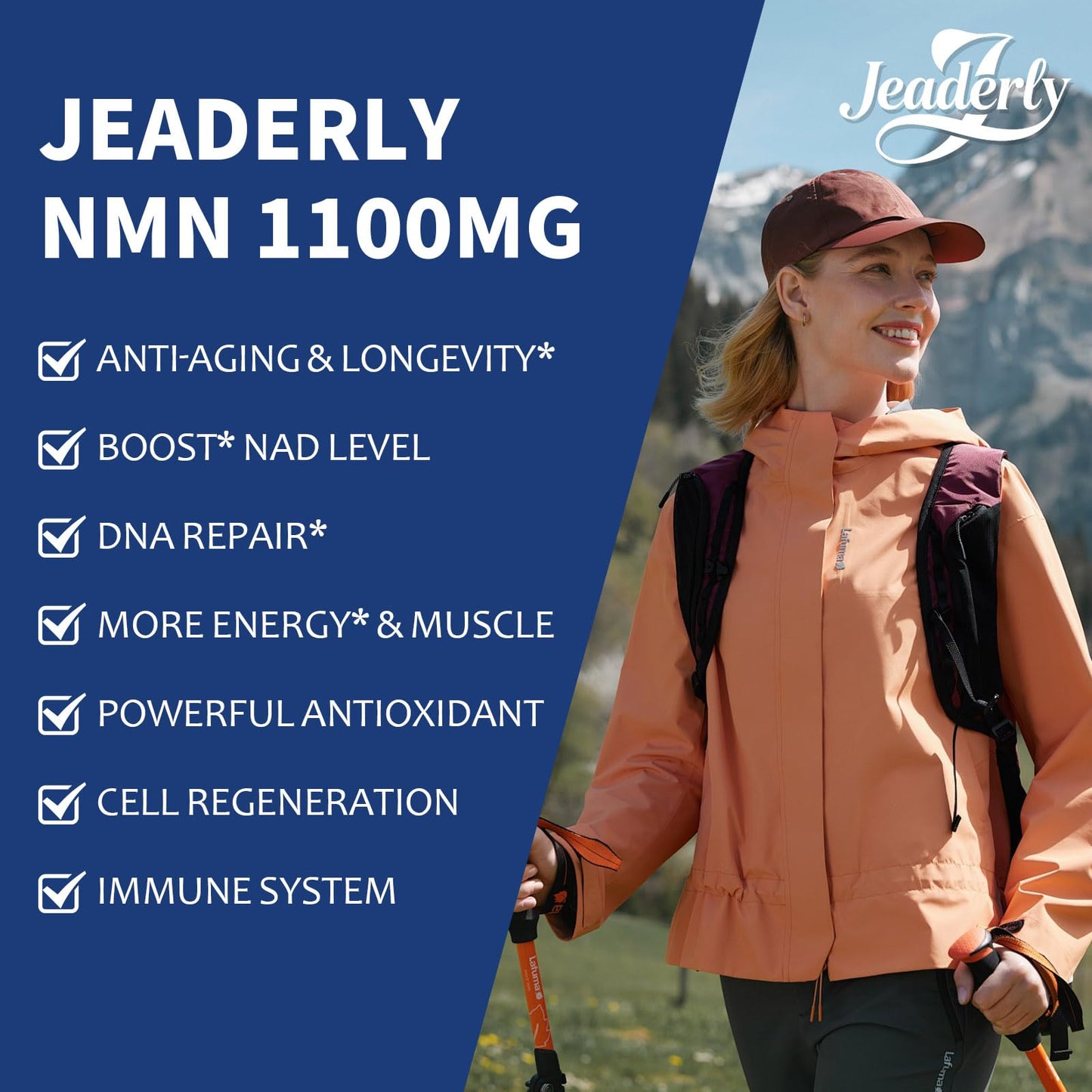 Jeaderly 1100mg NMN & Trans-Resveratrol, 3-in-1 Supplement Softgels, 60