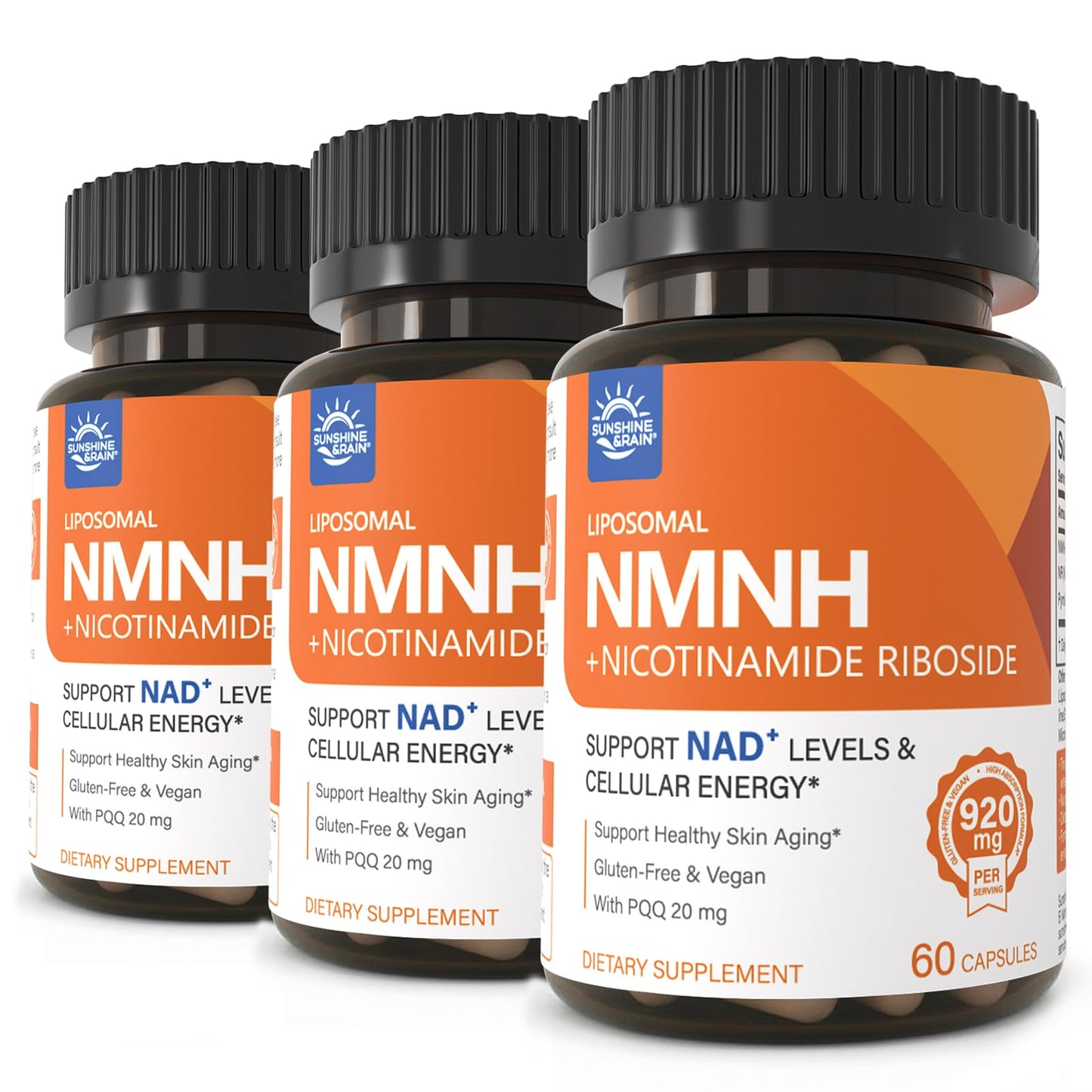 Sunshine & Rain Liposomal NMNH NR PQQ NAD⁺ Support Capsules, 180 Capsules