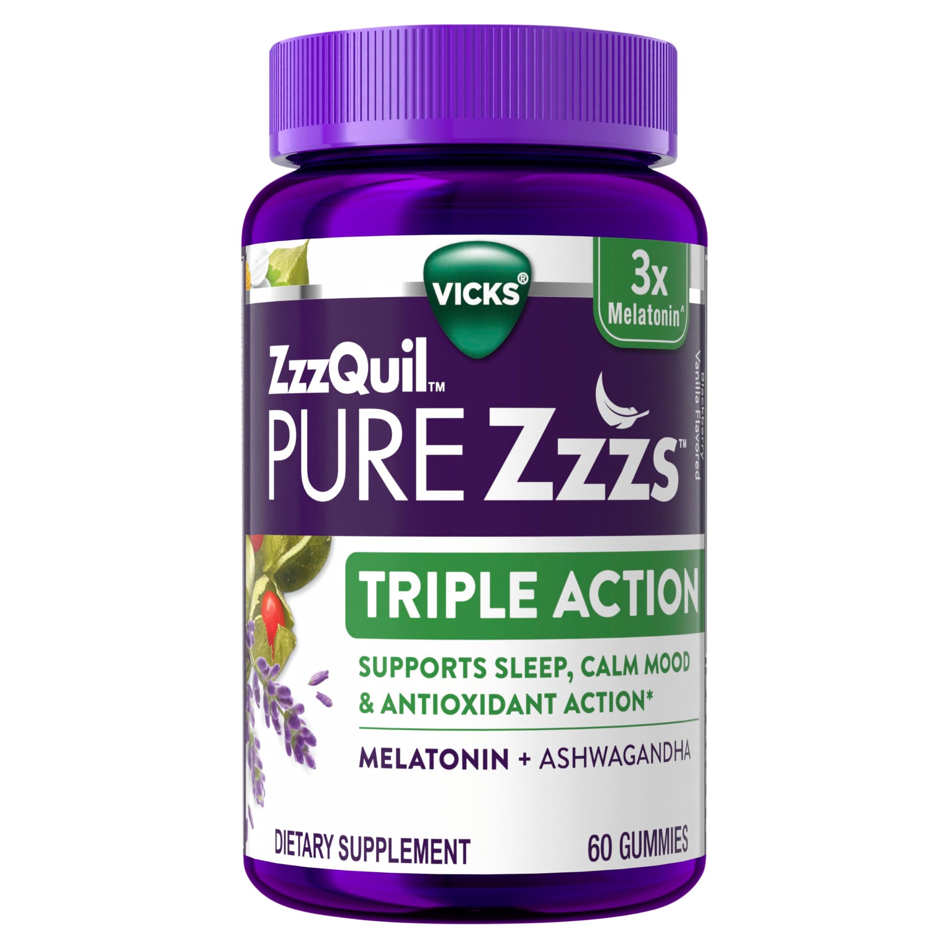 ZzzQuil PURE Zzzs Triple Action Melatonin Gummies, 90 Count
