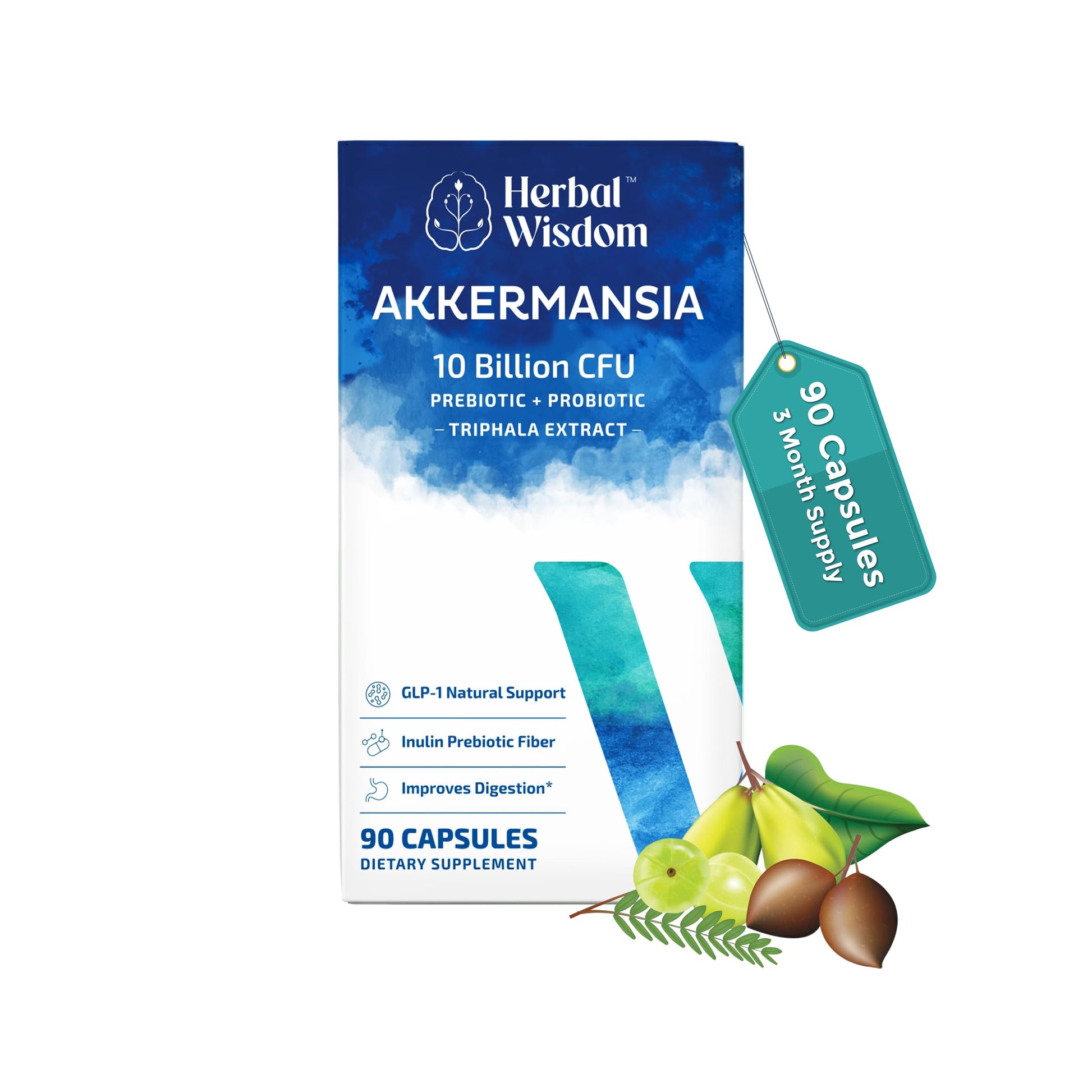 Herbal Wisdom Akkermansia Probiotic 10 Billion CFU Capsule 90 Count