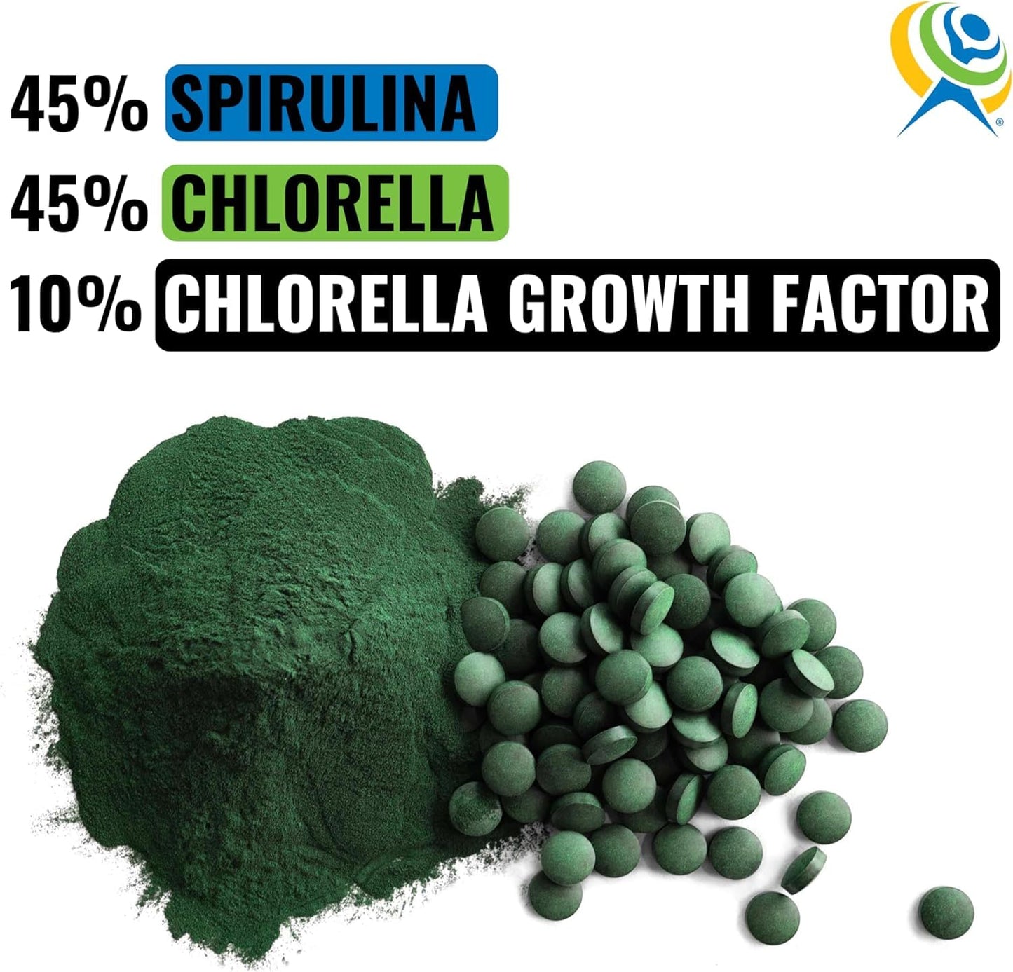 On Target Living Spirulina Chlorella + CGF Supergreen Tablets 1000 Count